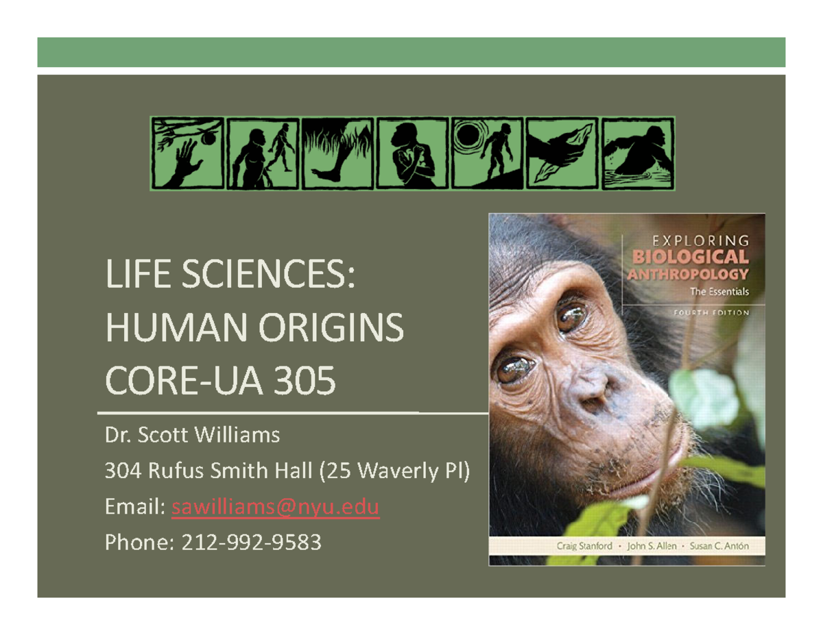 LIFE SCIENCES 305: Human Origins Lecture Notes - Jan 20 - Studocu