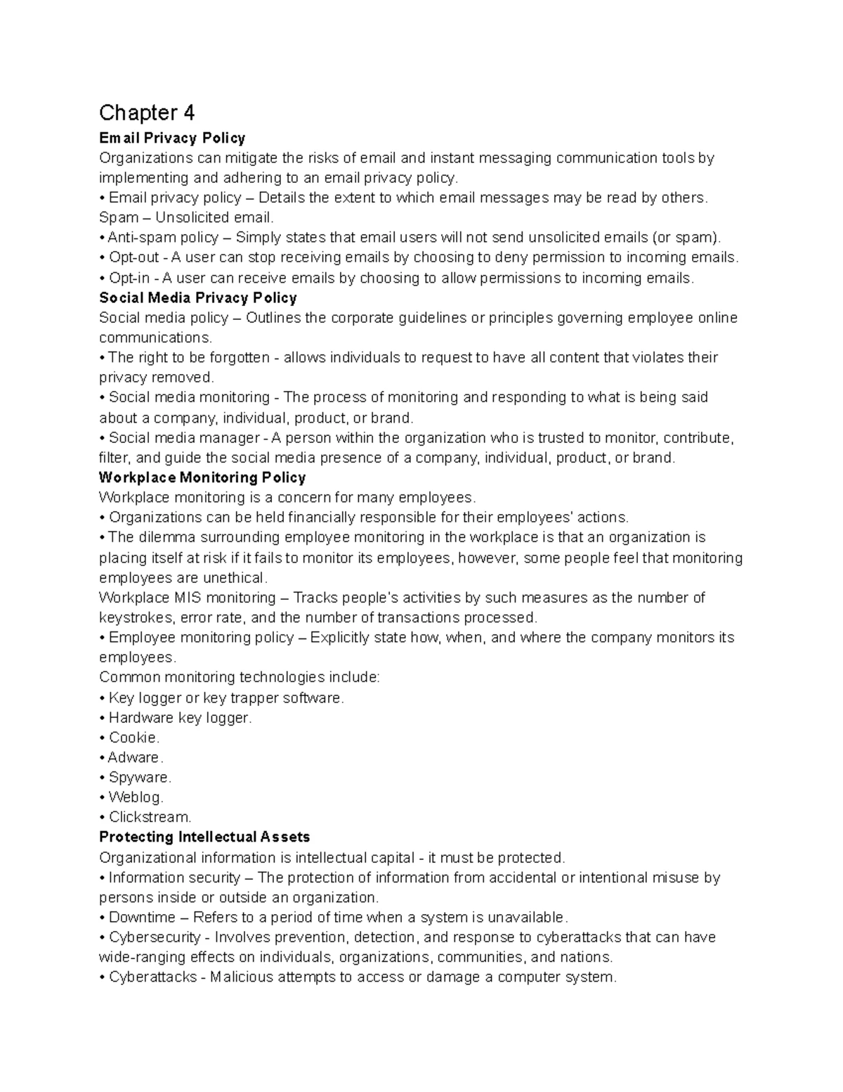 Chapter 4 - Chapter 4 Information Ethics The principles and standards ...