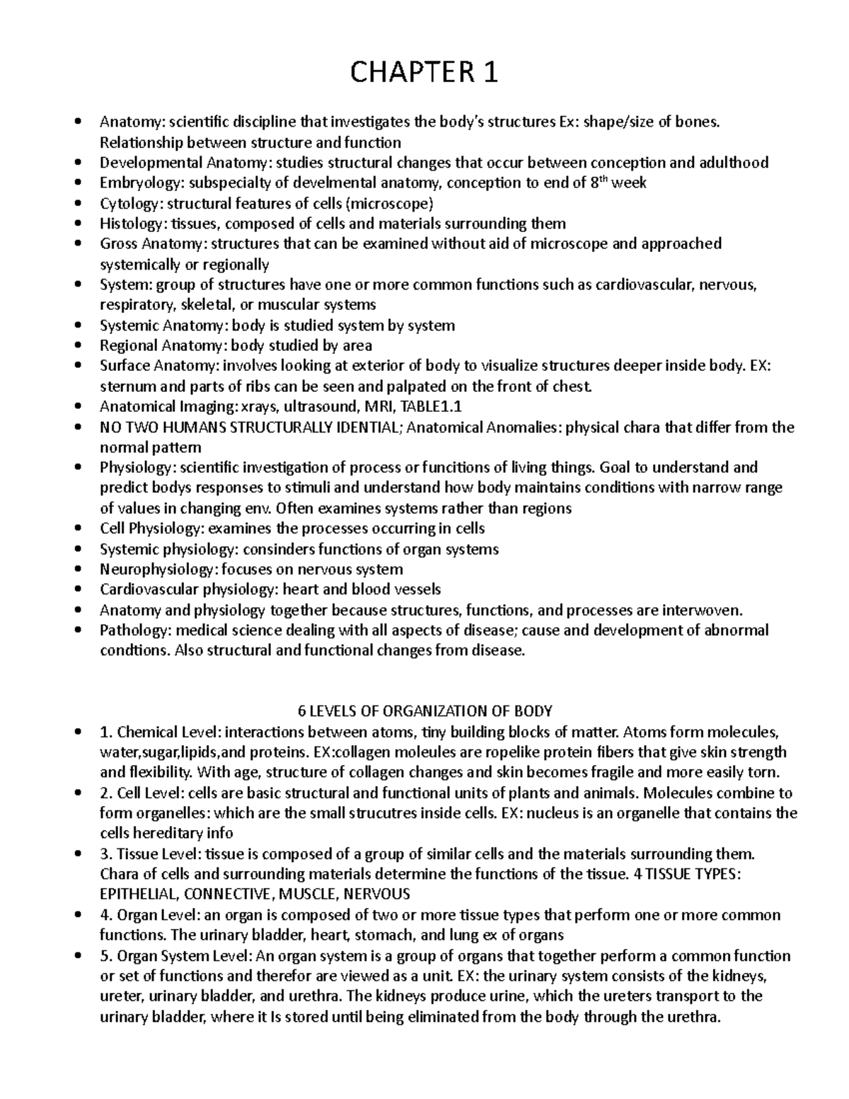 Chapter 1 - Summary Seeley's Anatomy and Physiology - CHAPTER 1 Anatomy ...