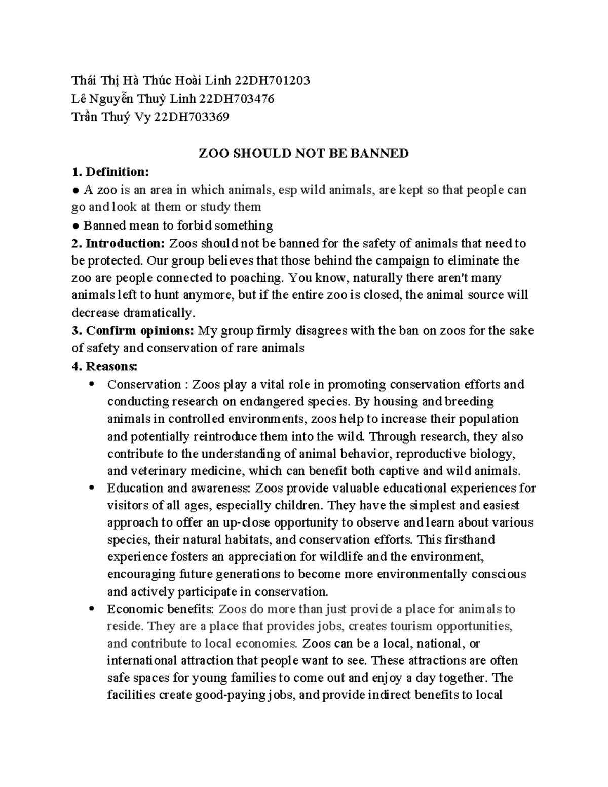 Zoo should not be banned - Our group believes that those behind the ...