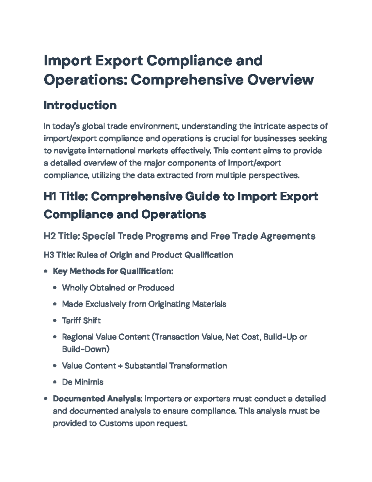 Comprehensive Overview of Import/Export Compliance and Operations ...