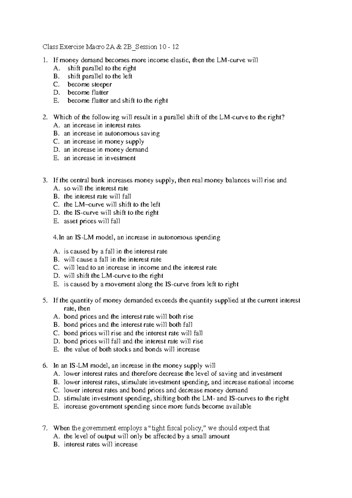ECON315 Mathematical Economics Class Test 3 Questions & Solutions - Studocu