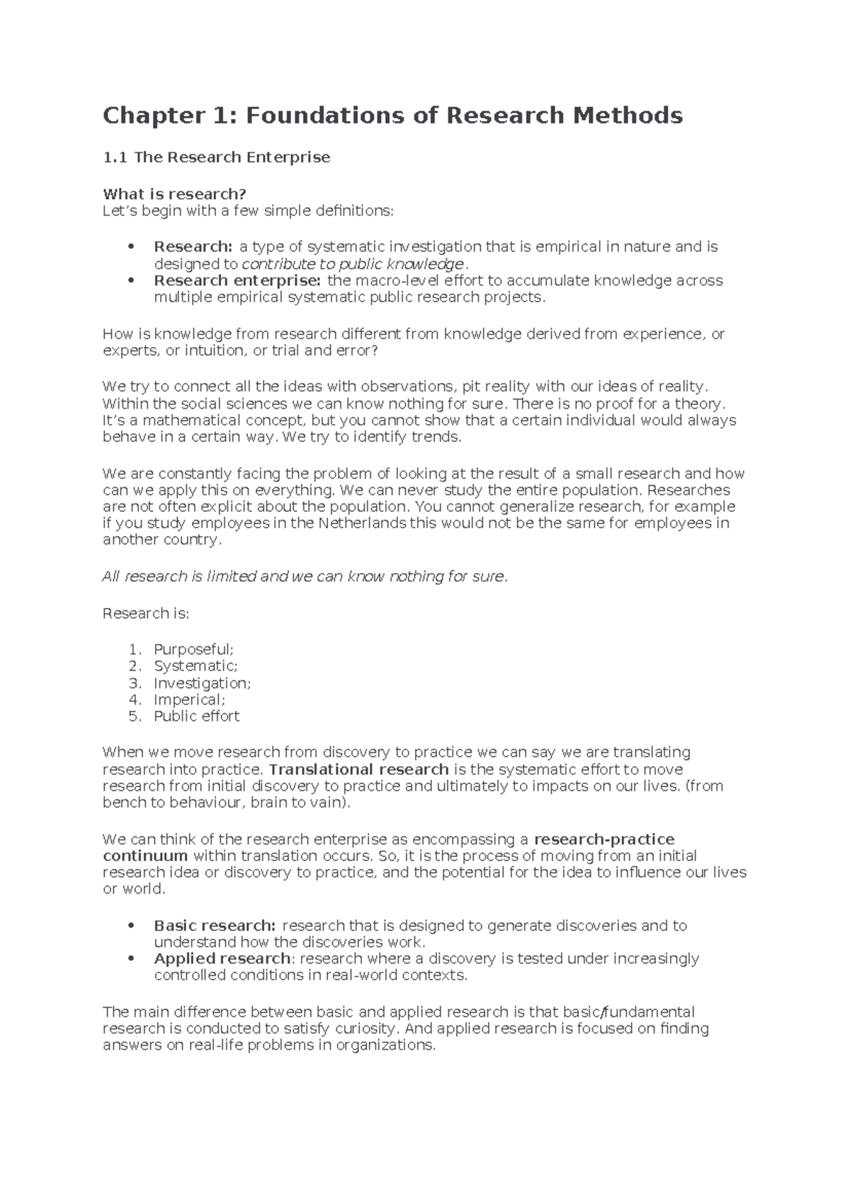 Chapter 1: Foundations of Research Methods - Understanding the Research ...