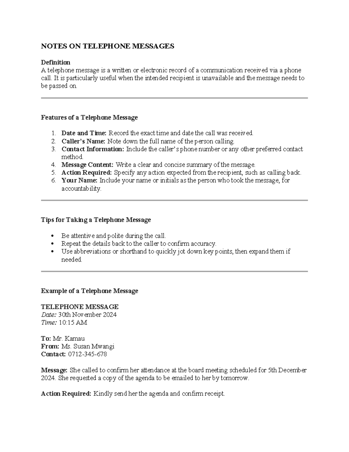 Comprehensive Notes on Telephone Messages, Apology & Invitation Letters ...