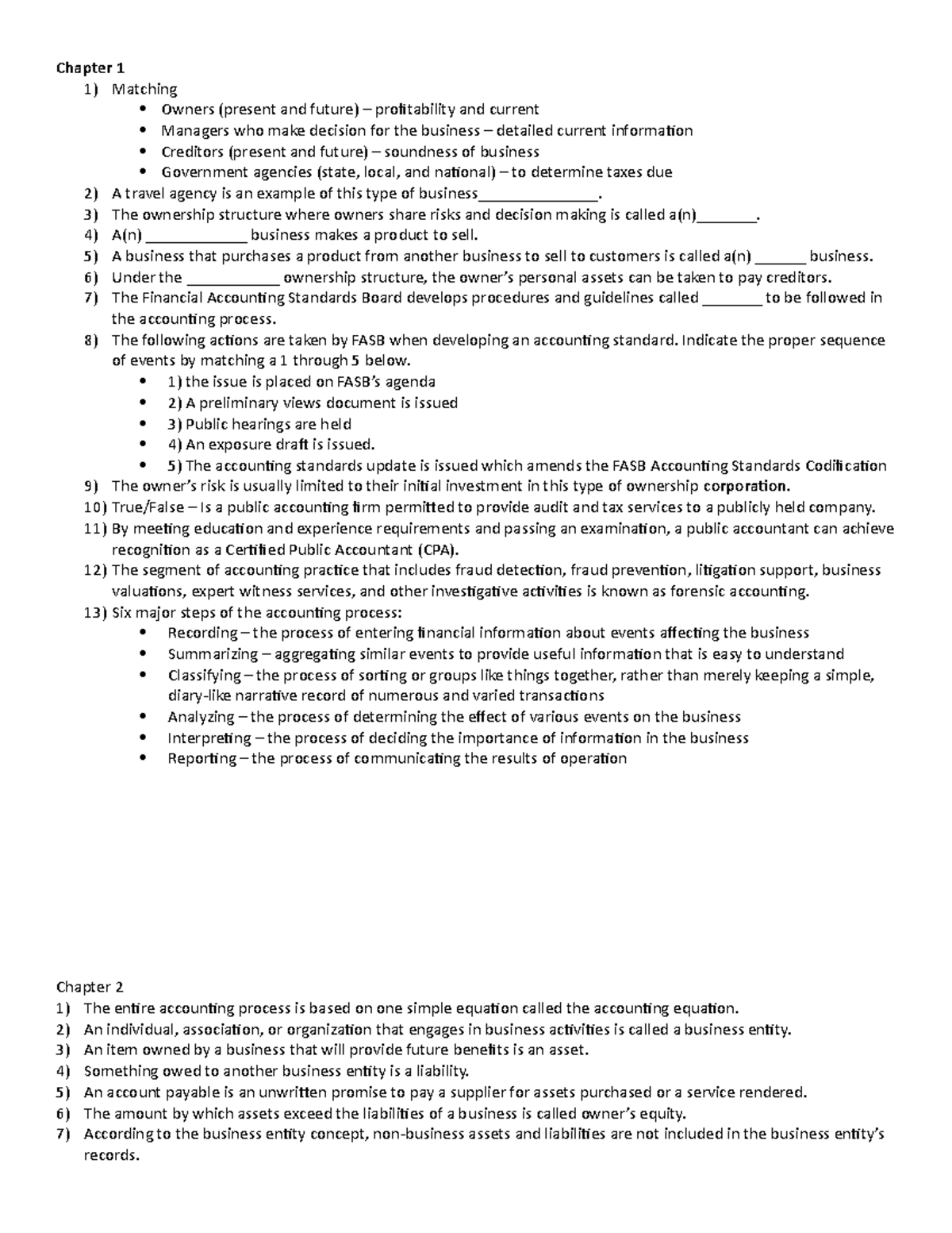 Business Accounting (BUS 101) Final Study Guide: Key Concepts & Notes ...