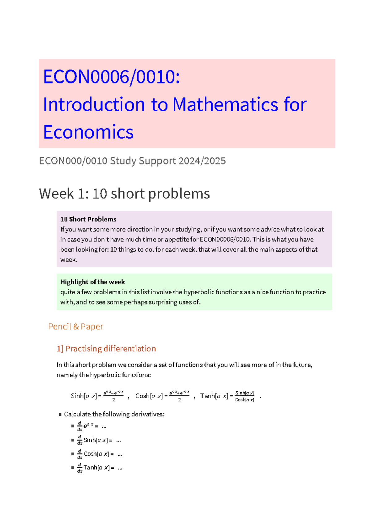 ECON0006-0010-Week-1-10 short problems - ECON0006/0010: Introduction to ...