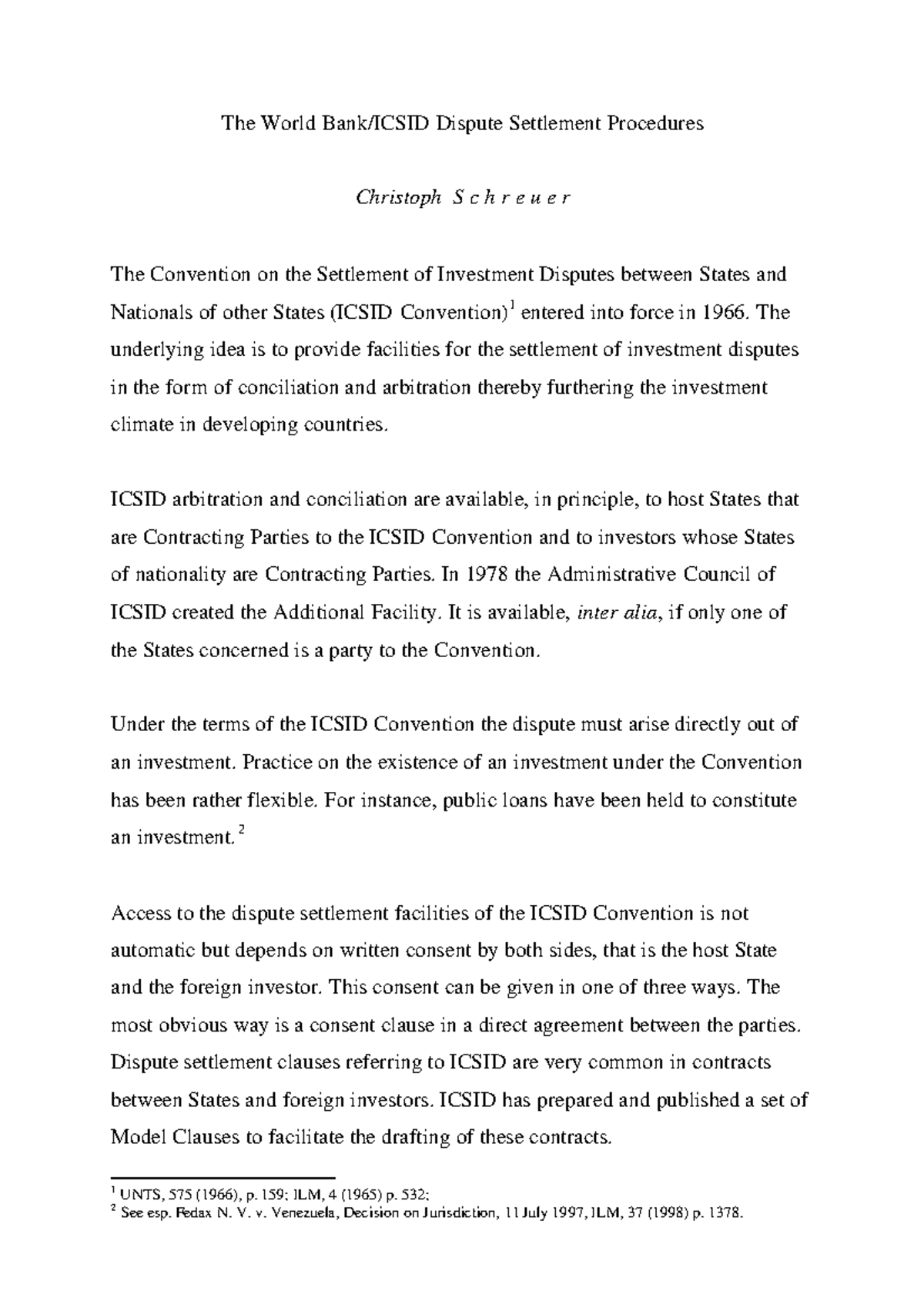 A003 - Summary of ICSID Dispute Settlement Procedures for BALLB (Hons ...