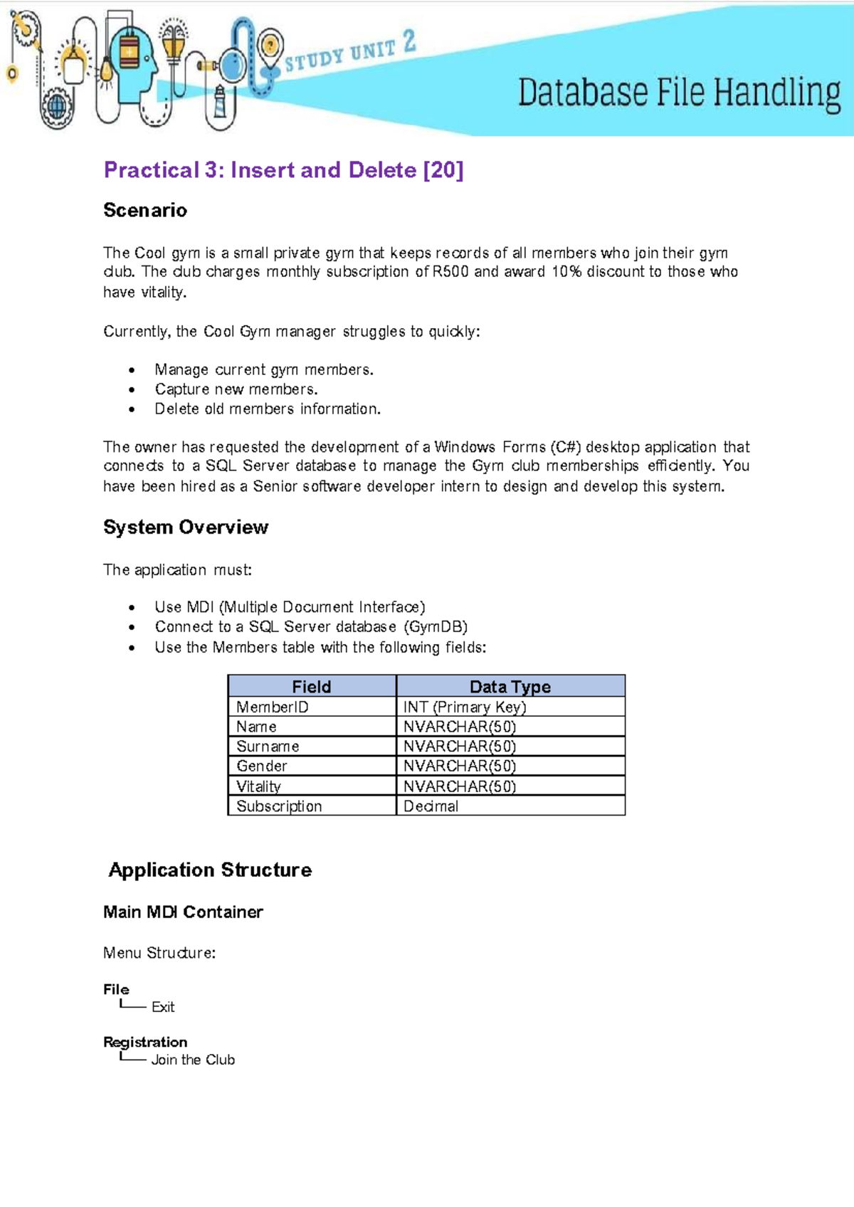 Practical 3: Gym Membership Management System Development - Studocu