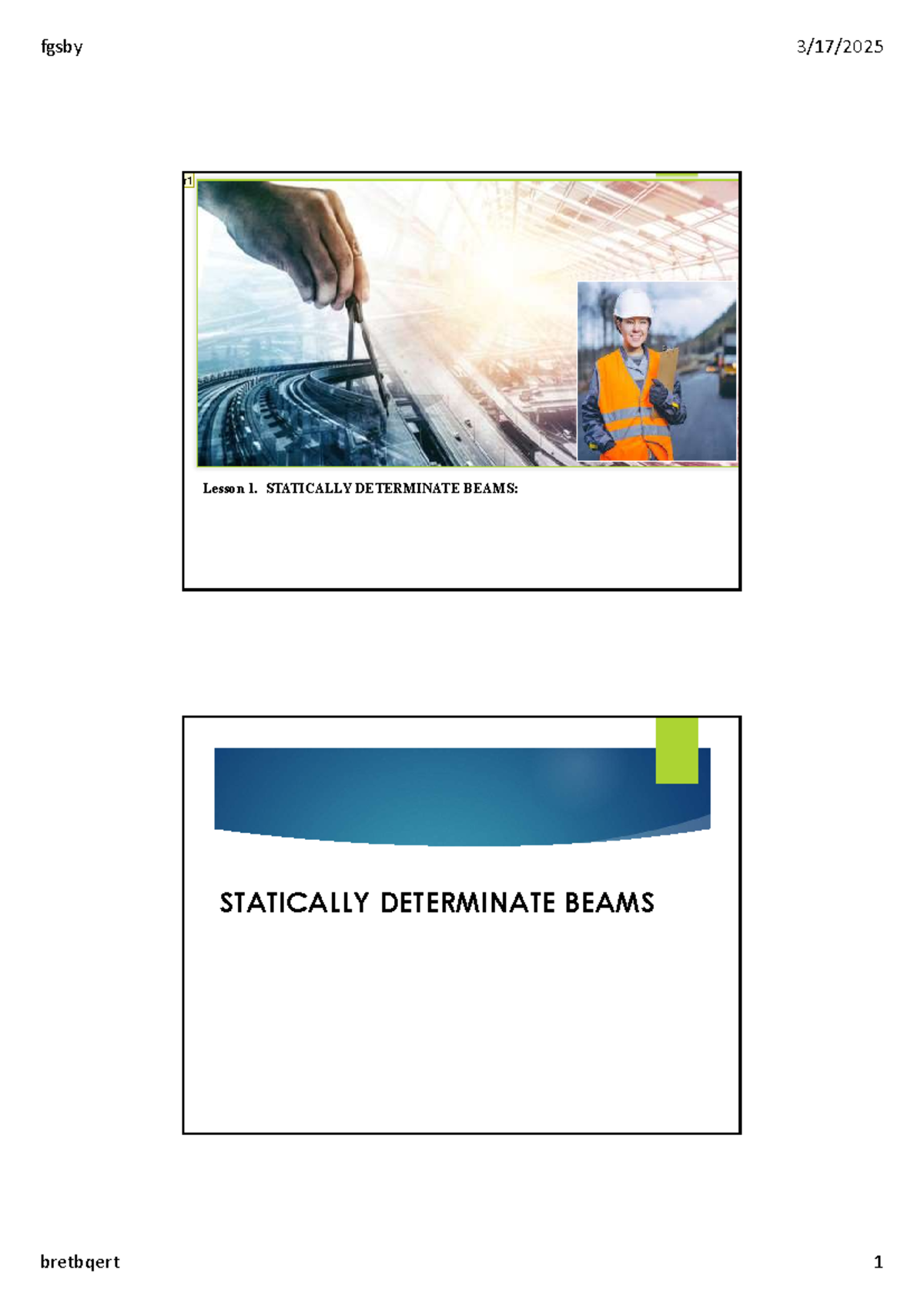 fgs r1 Lesson 1: Understanding Statically Determinate Beams - Studocu