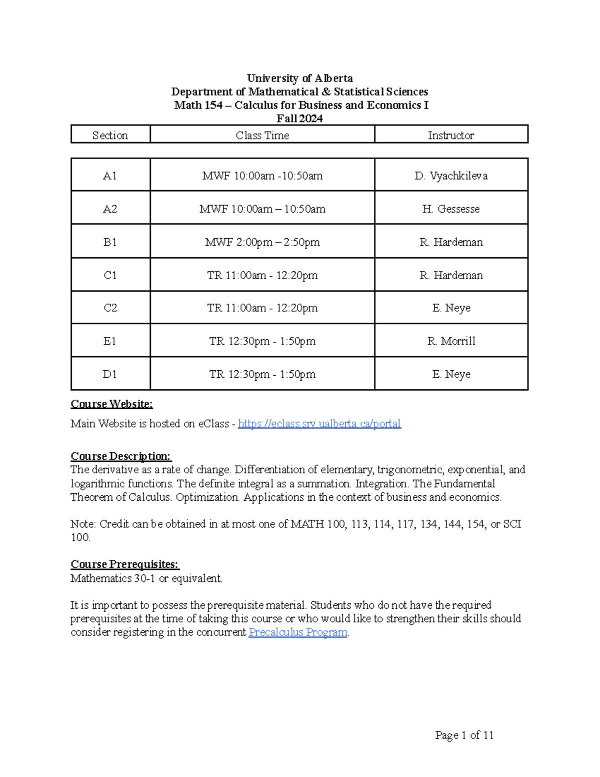 MATH154 Fall 2024 Syllabus: Calculus for Business & Economics I - Studocu