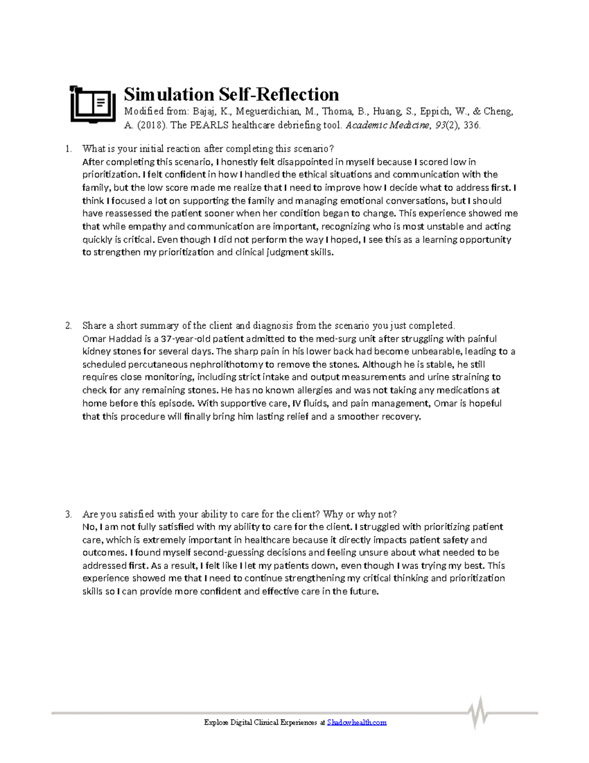 Simulation Self-Reflection: Prioritization & Patient Care Insights 2026 ...