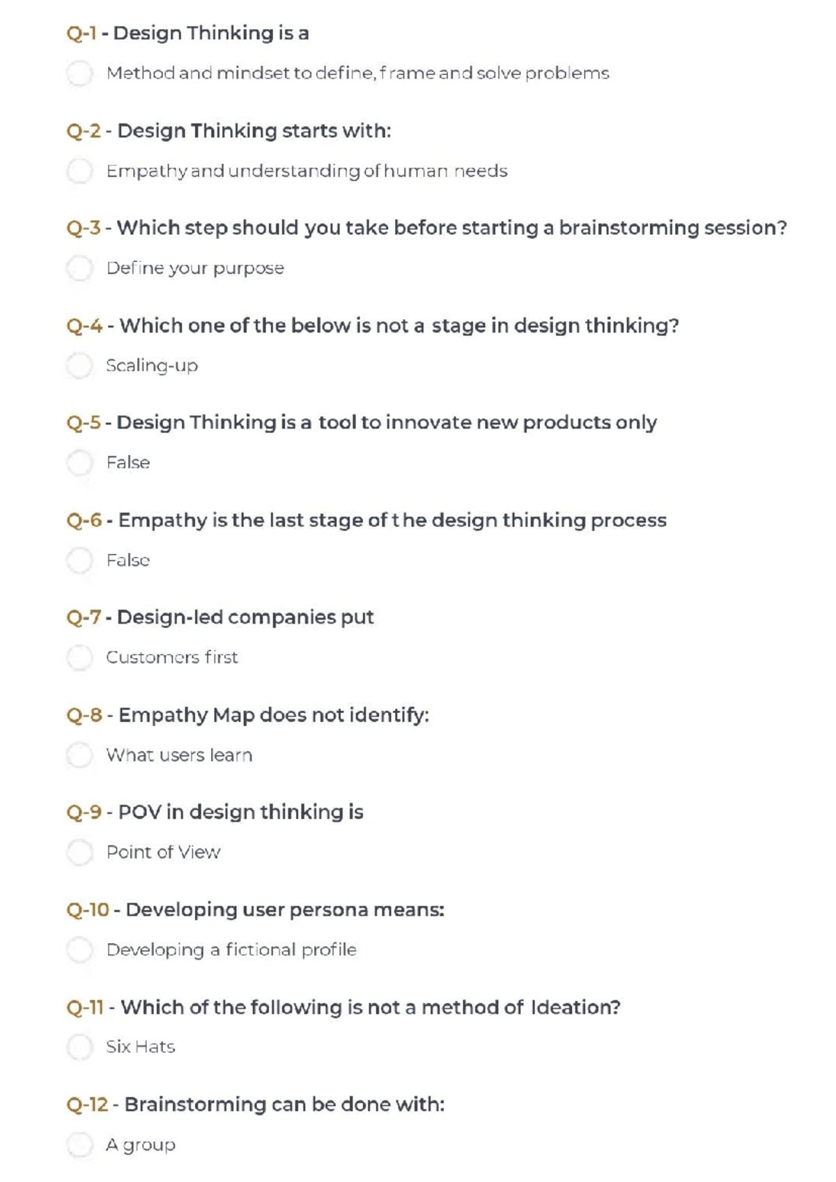 Design Thinking: 200+ MCQs for Mastering Concepts and Techniques - Studocu