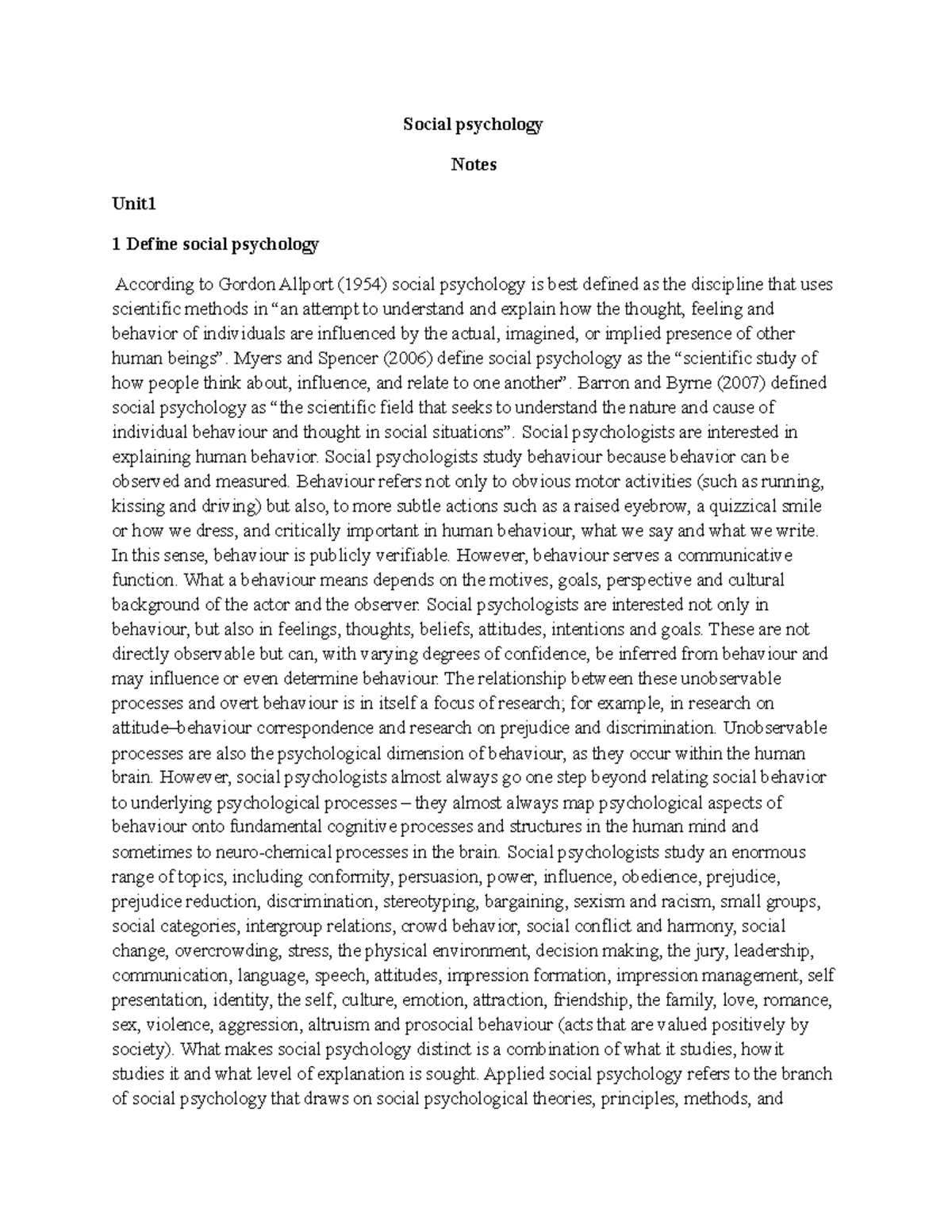 Introduction to asp - Introduction to applied social psychology Notes ...