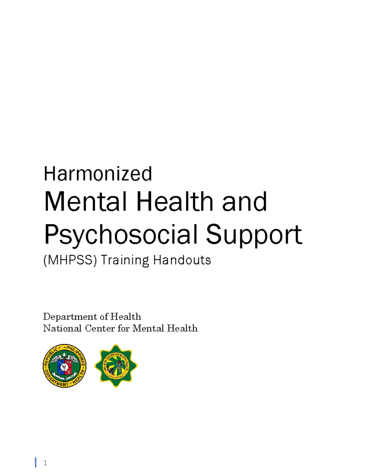 MHPSS Training Handouts: Mental Health & Psychosocial Support in ...