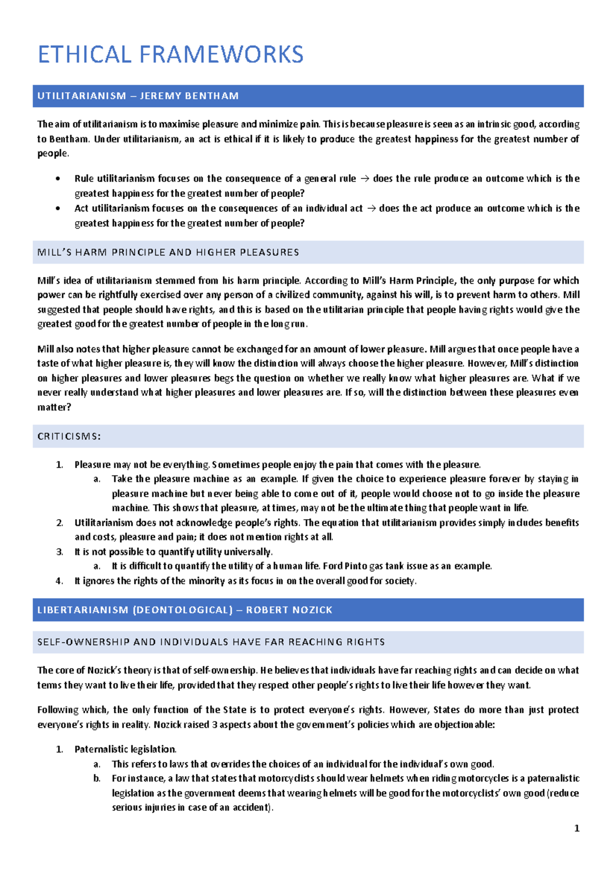 Ethical Frameworks - ETHICAL FRAMEWORKS UTILITARIANISM – JEREMY BENTHAM ...