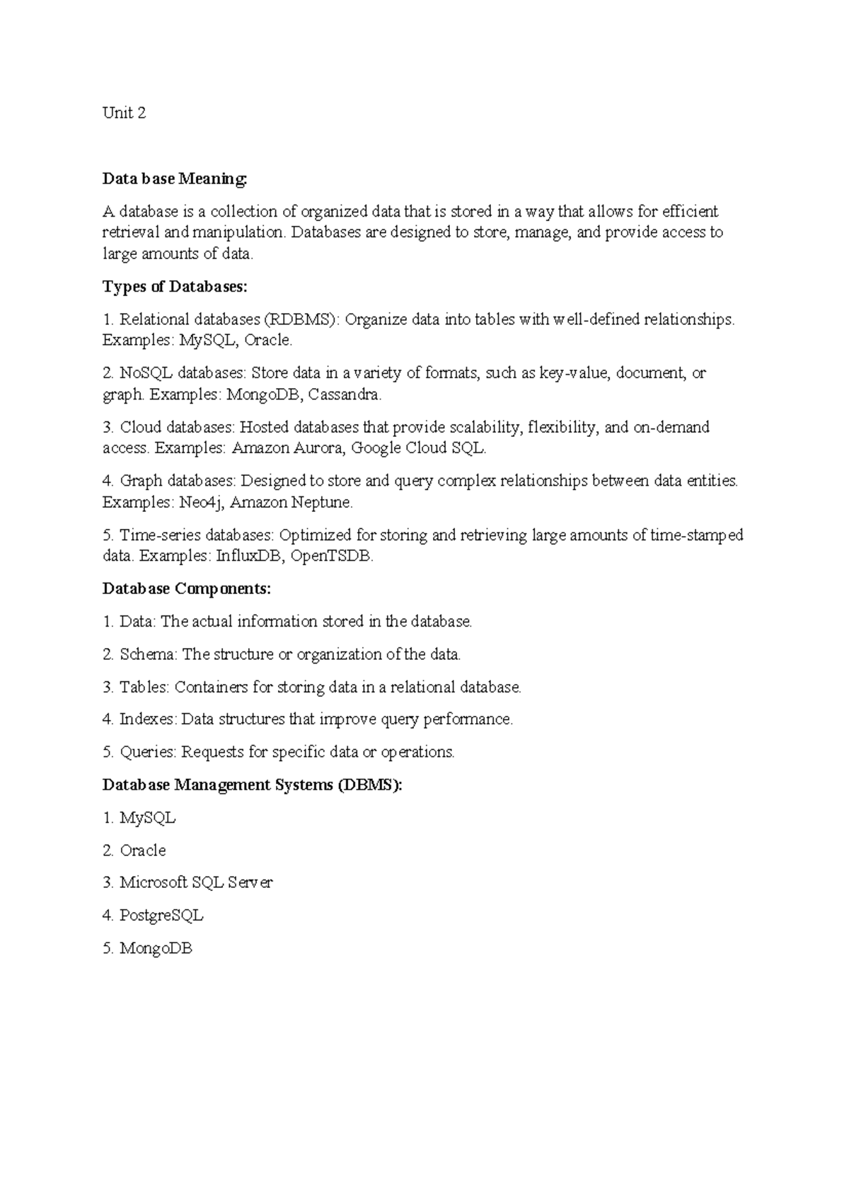 Unit 2 - Technology in Business: Understanding Databases and the ...