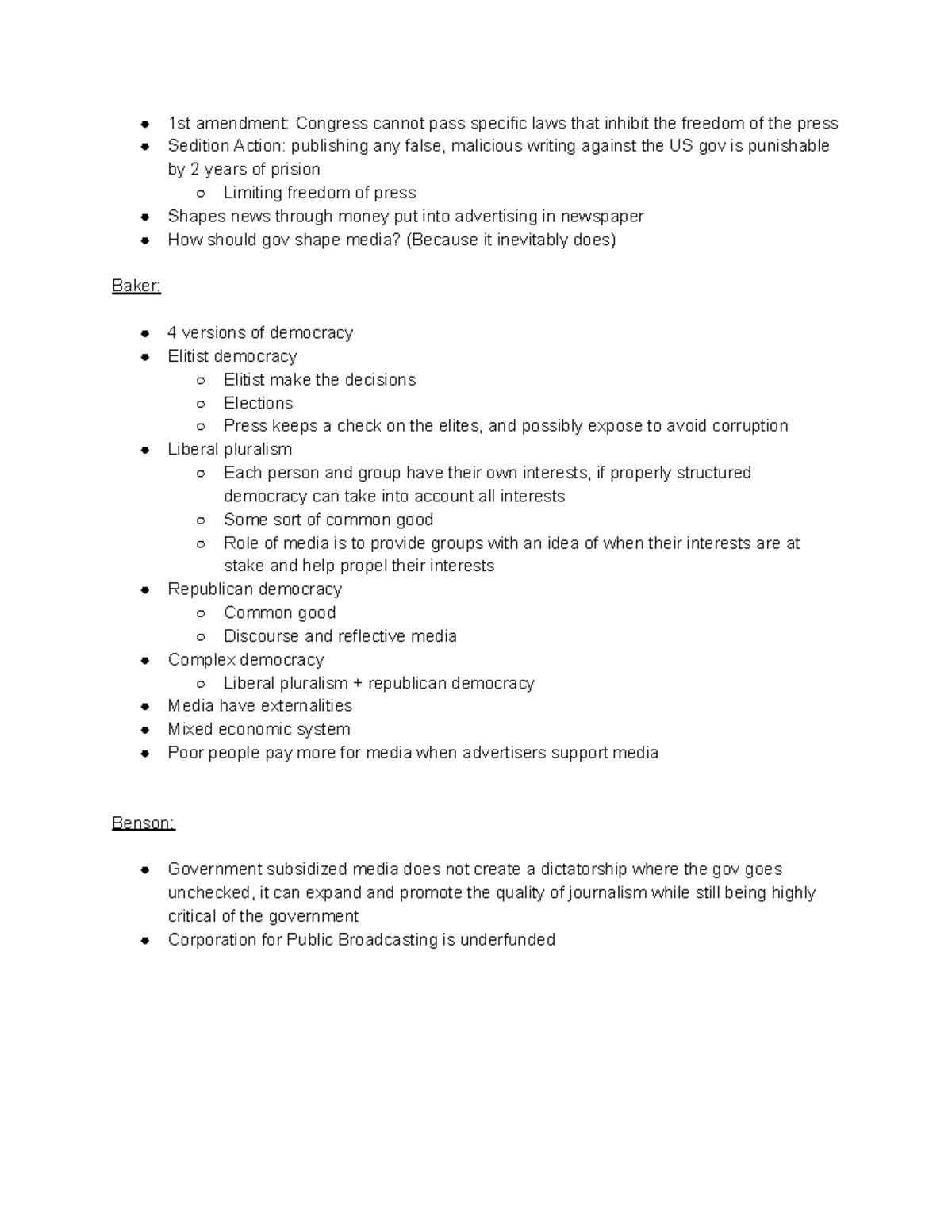 POLI 101: Comprehensive Notes on Media Influence and Democracy - Studocu