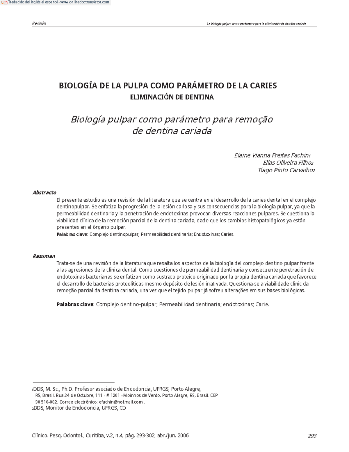 Revisión de la Biología Pulpar y la Eliminación de Dentina Cariada ...