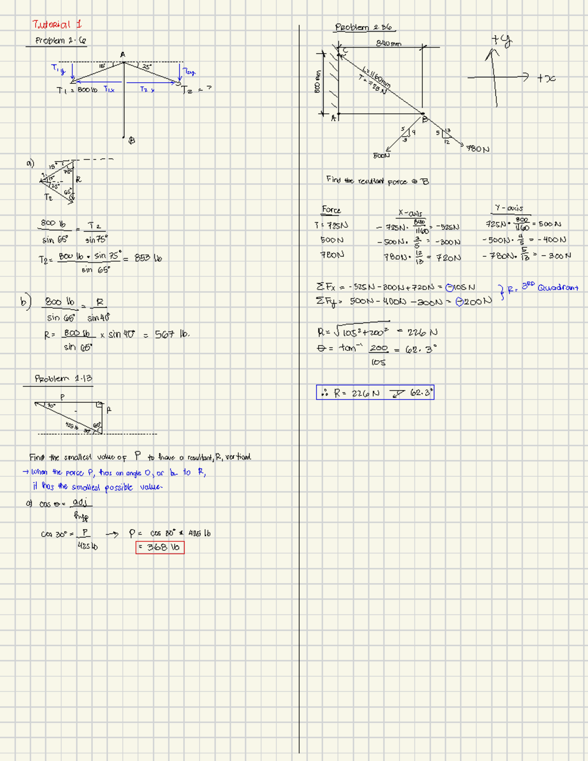 ENGR242(Statics) Tutorial 1 - Tutorial 1 Problem 2 Problem 2 840mm ty C ...