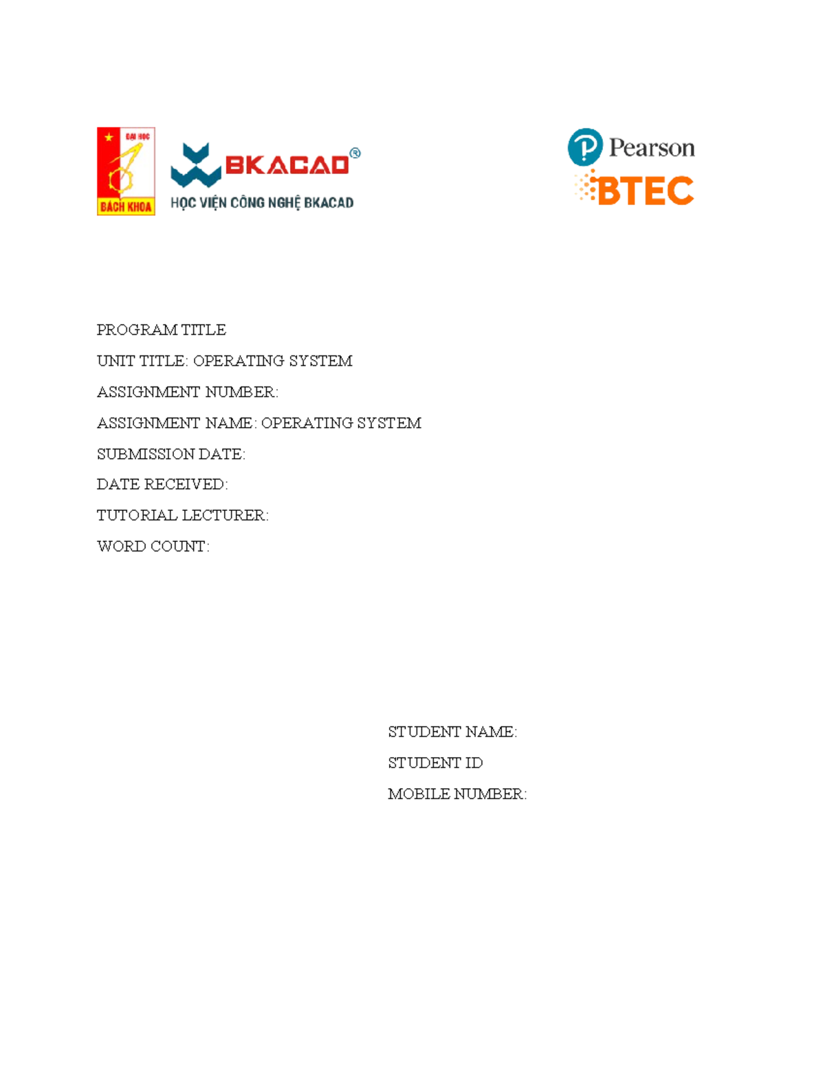Operating Systems Concepts and Functions - Assignment Overview - Studocu