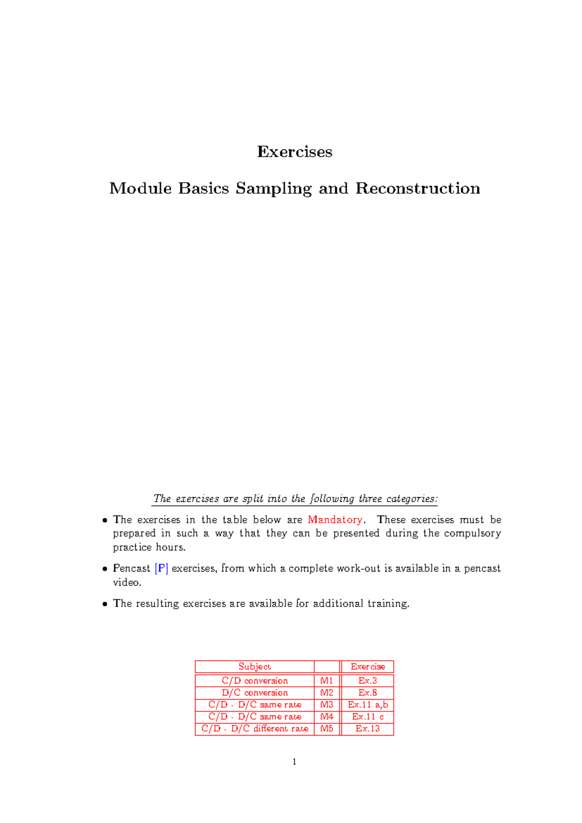 3. SAA - Mandatory Exercises for Sampling & Reconstruction Concepts ...
