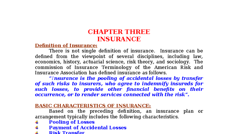 CH 3 Insurance - It's management department 4th year short note ...