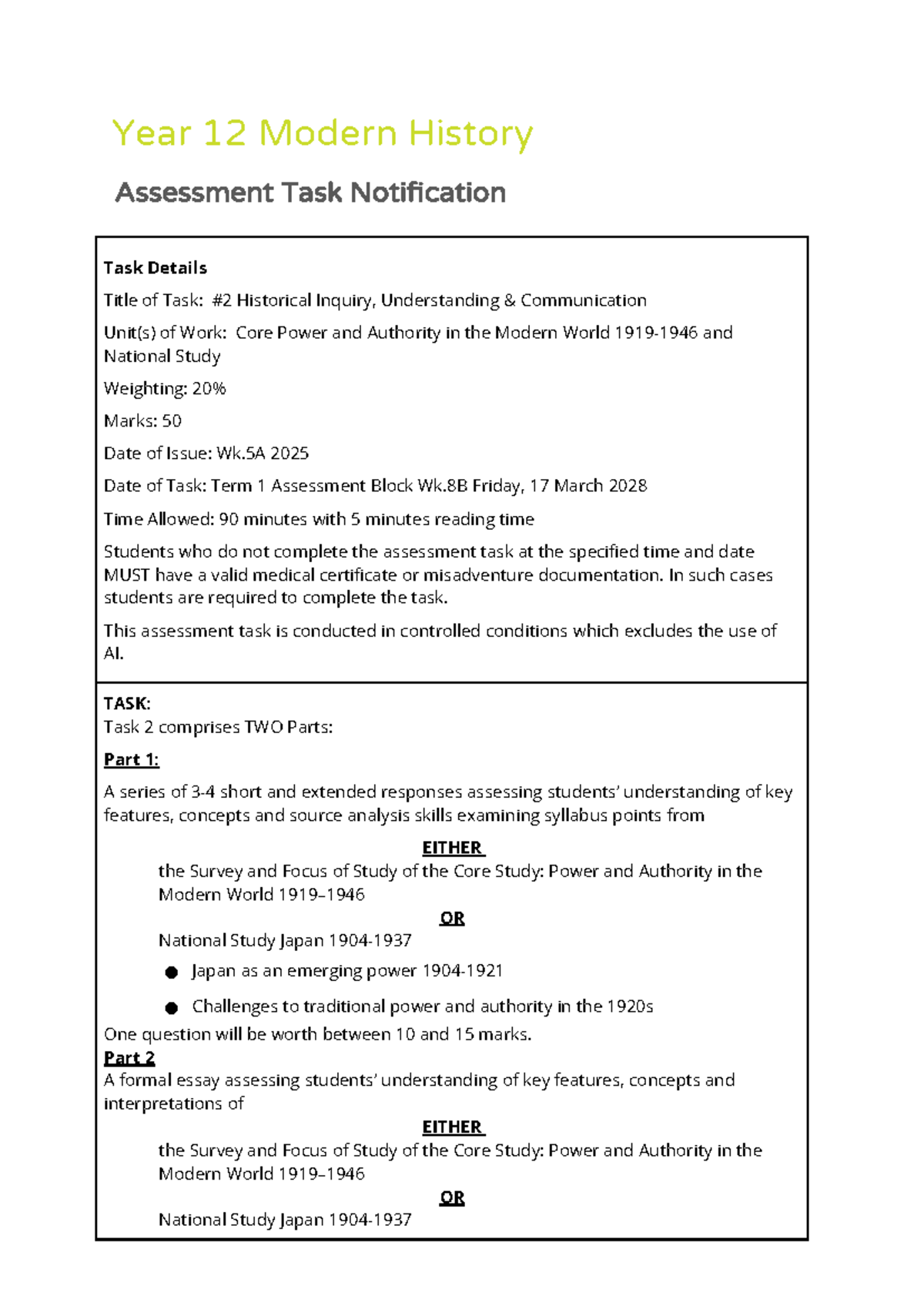 12 HTM 2025 Task 02 NOA 01 - Year 12 Modern History Assessment Task ...