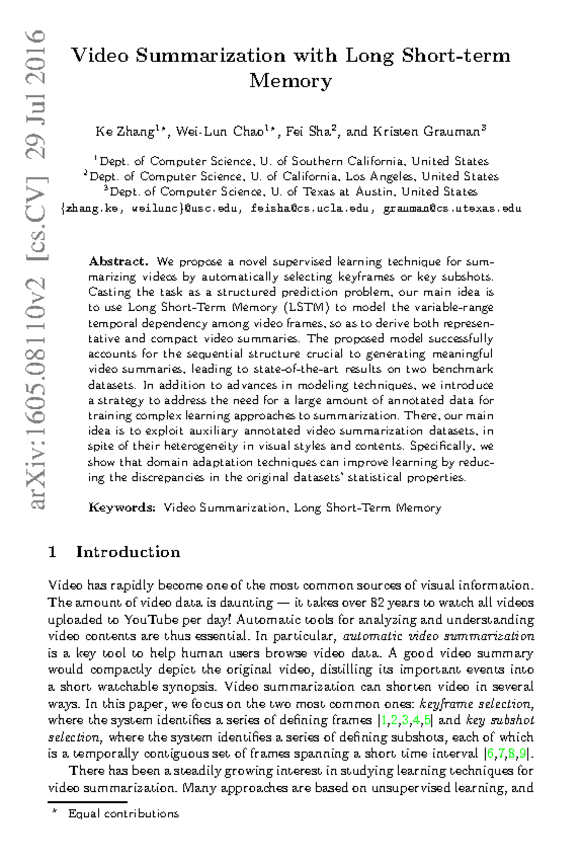 Video Summarization with Long Memory: A Novel Approach (arXiv:1605 ...