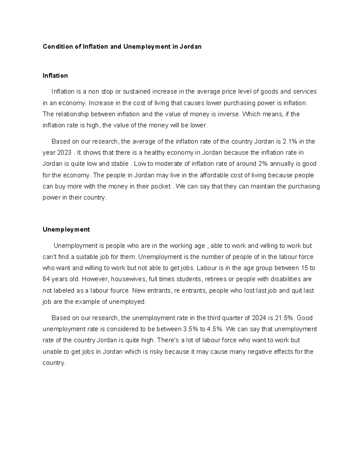 Eco-2: Inflation and Unemployment Analysis in Jordan (2023-2024) - Studocu