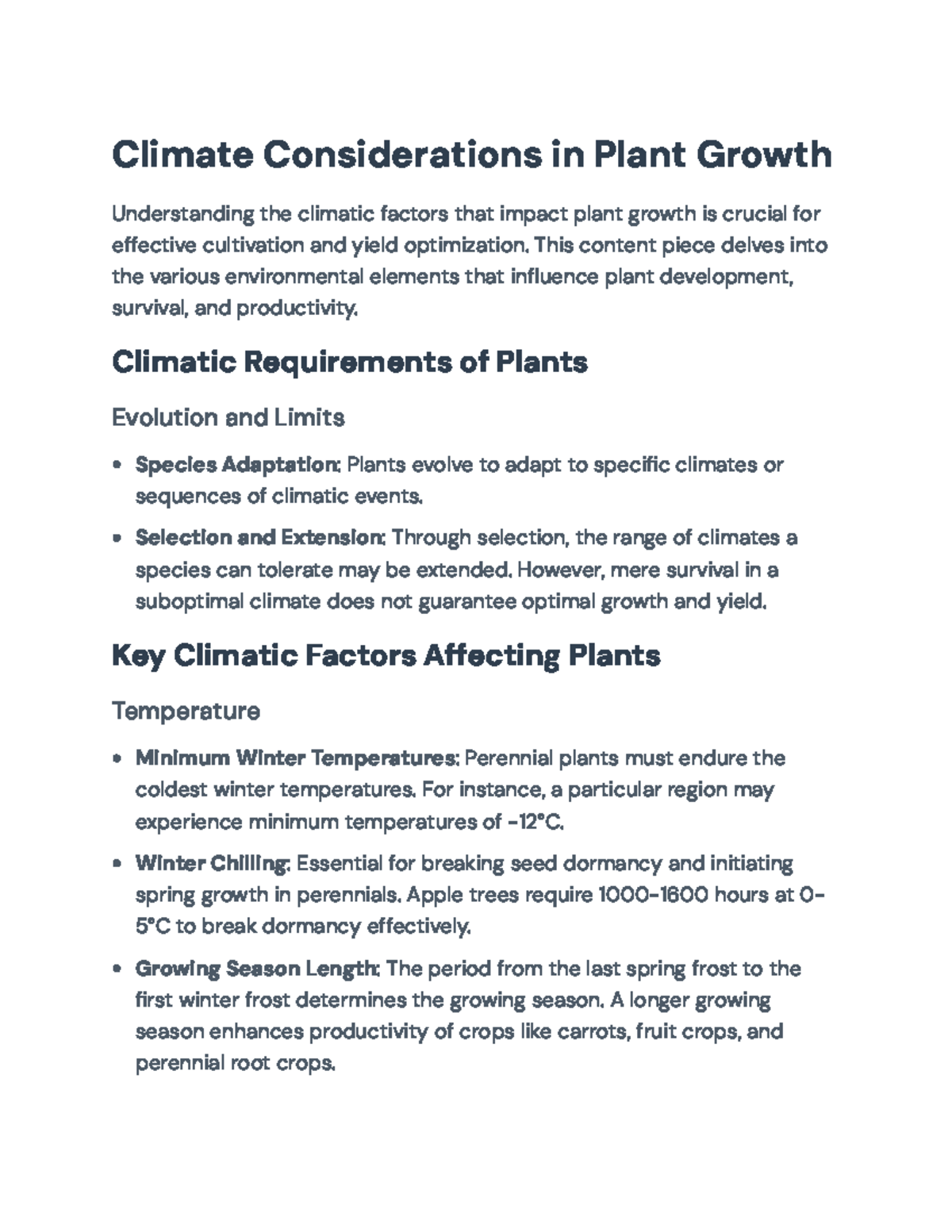 Climate Factors Impacting Plant Growth and Agricultural Yield - Studocu