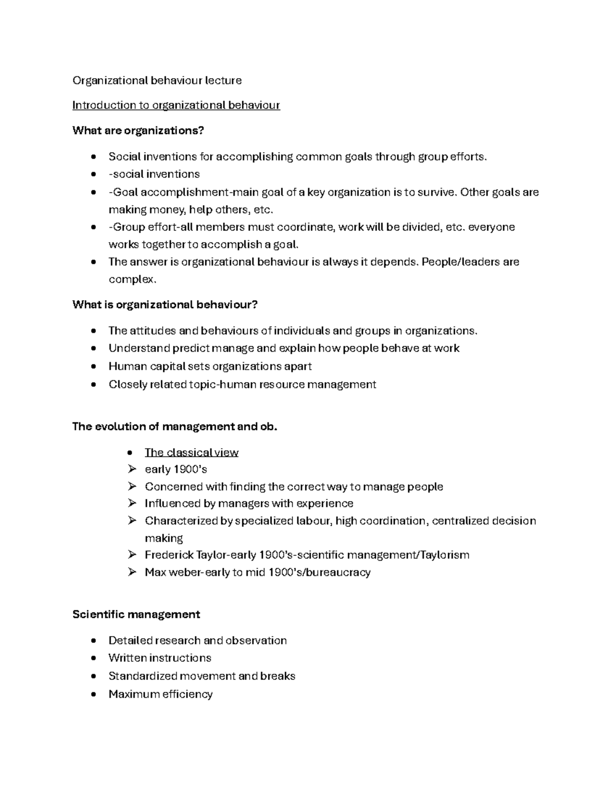 OB 101: Lecture Notes on Organizational Behaviour - Unit 1 - Studocu