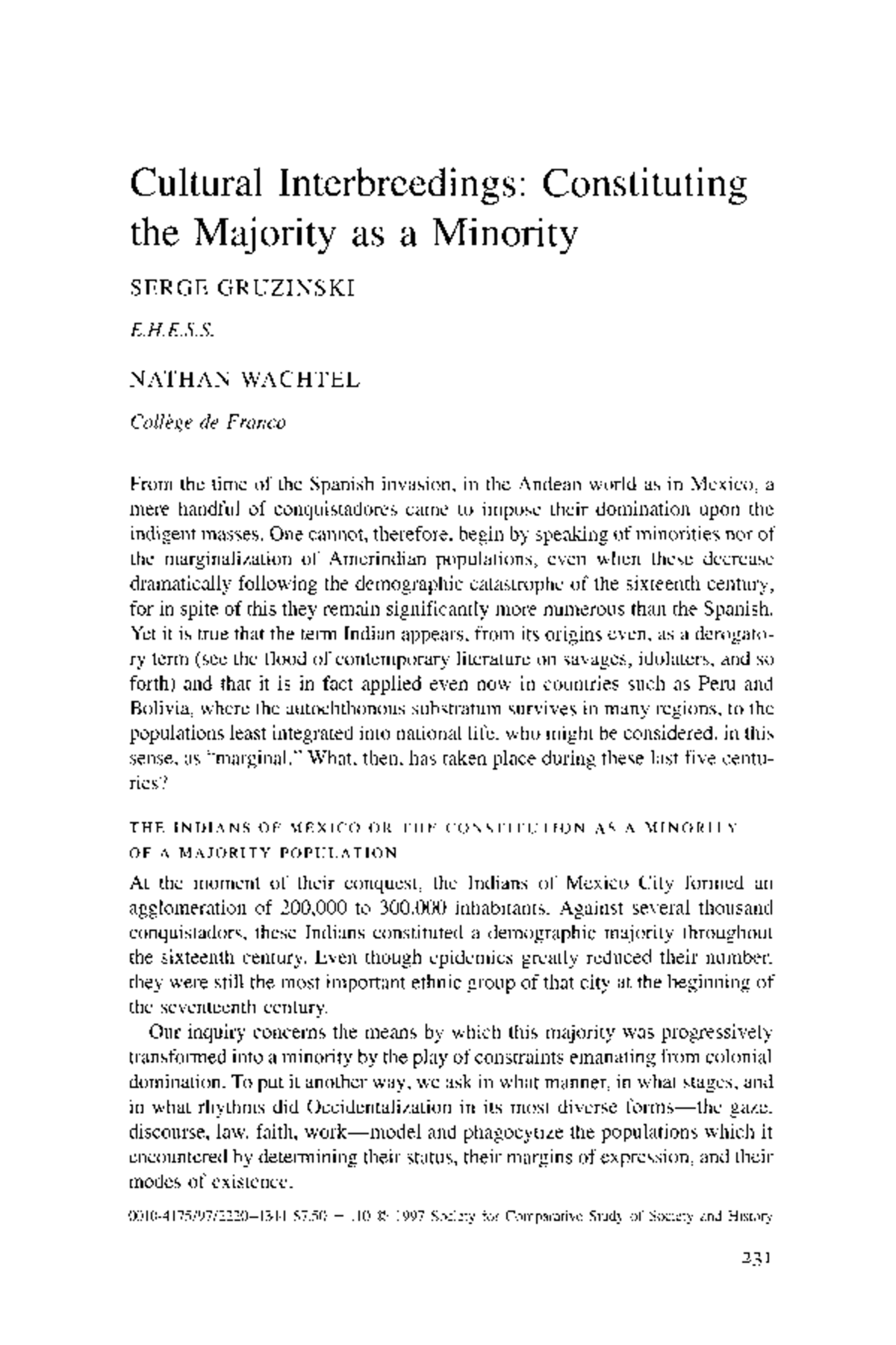 Cultural Interbreedings: Majority to Minority Transformation in Mexico ...