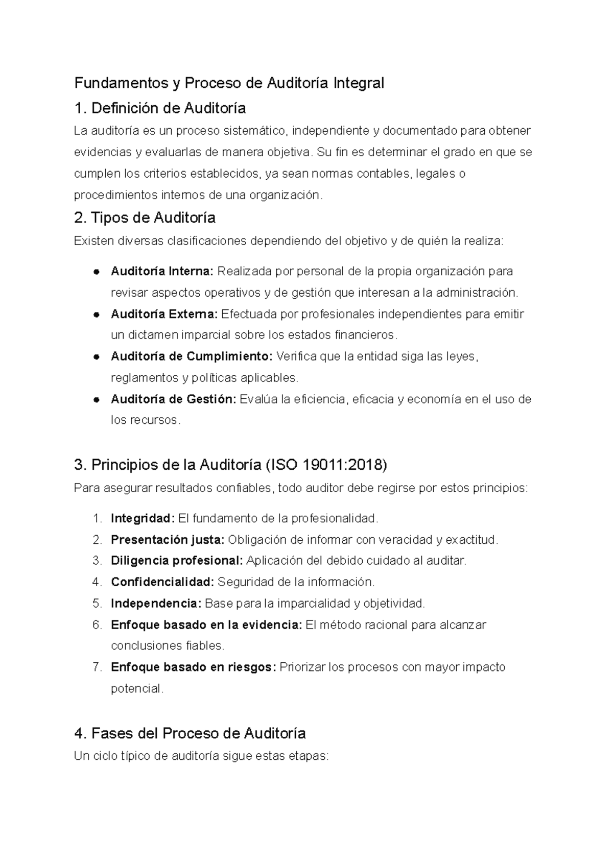 Auditoría II: Fundamentos y Proceso de Auditoría Integral - Studocu