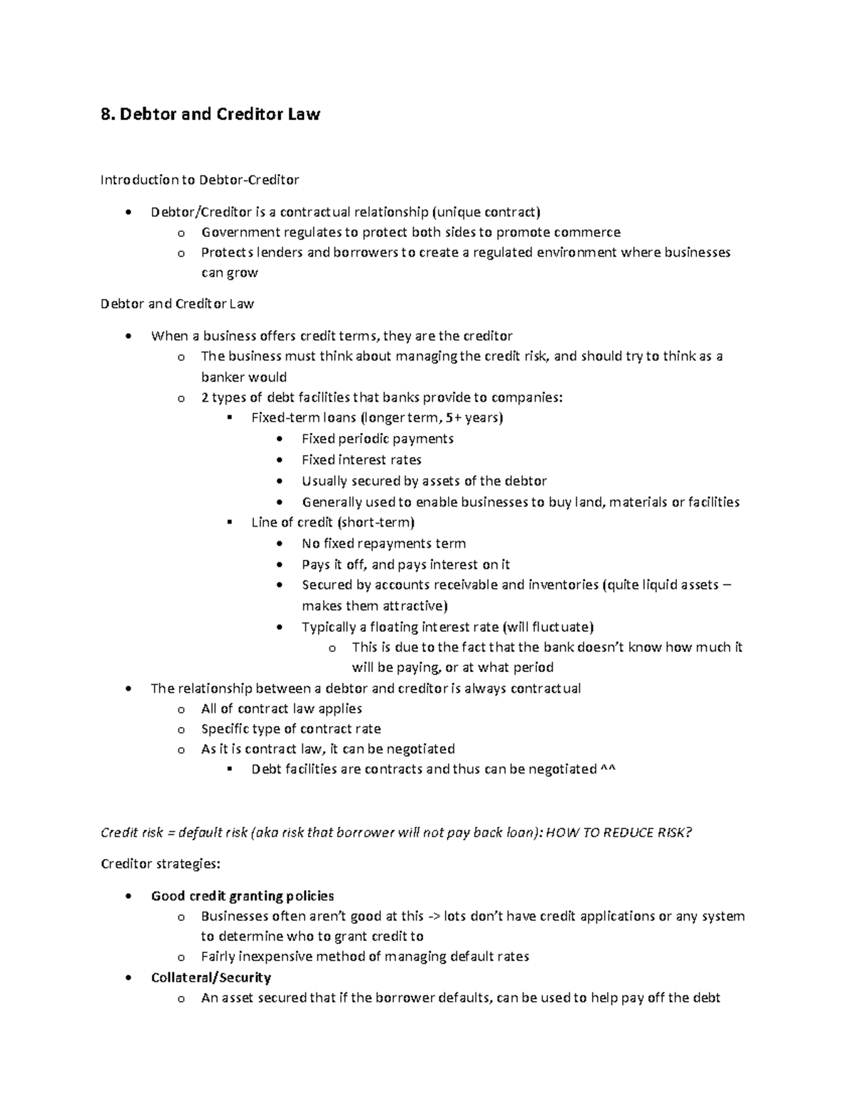 8. Debtor and Creditor Law Overview: Essential Concepts and Practices ...