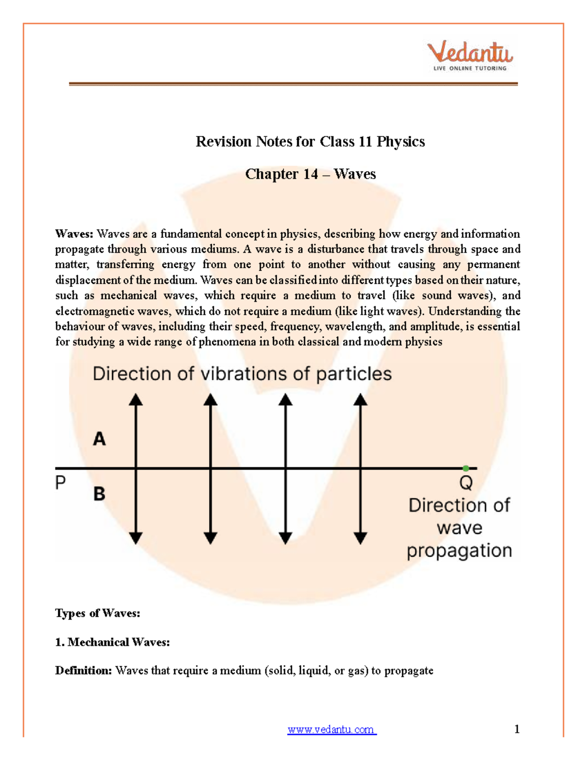 Class 11 Physics Chapter 14 Waves Revision Notes - Studocu