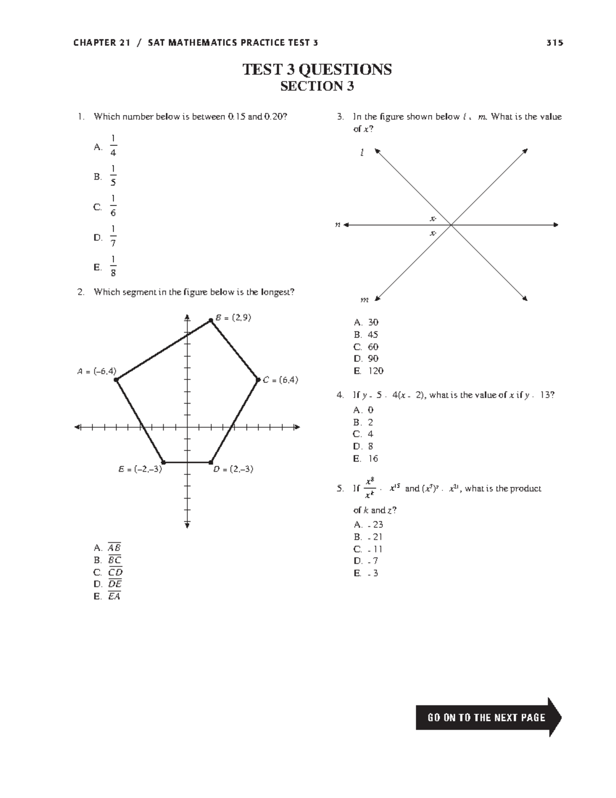 CHAPTER 21 SAT MATHEMATICS PRACTICE TEST 3 - Mixed Set for 1600 - Studocu