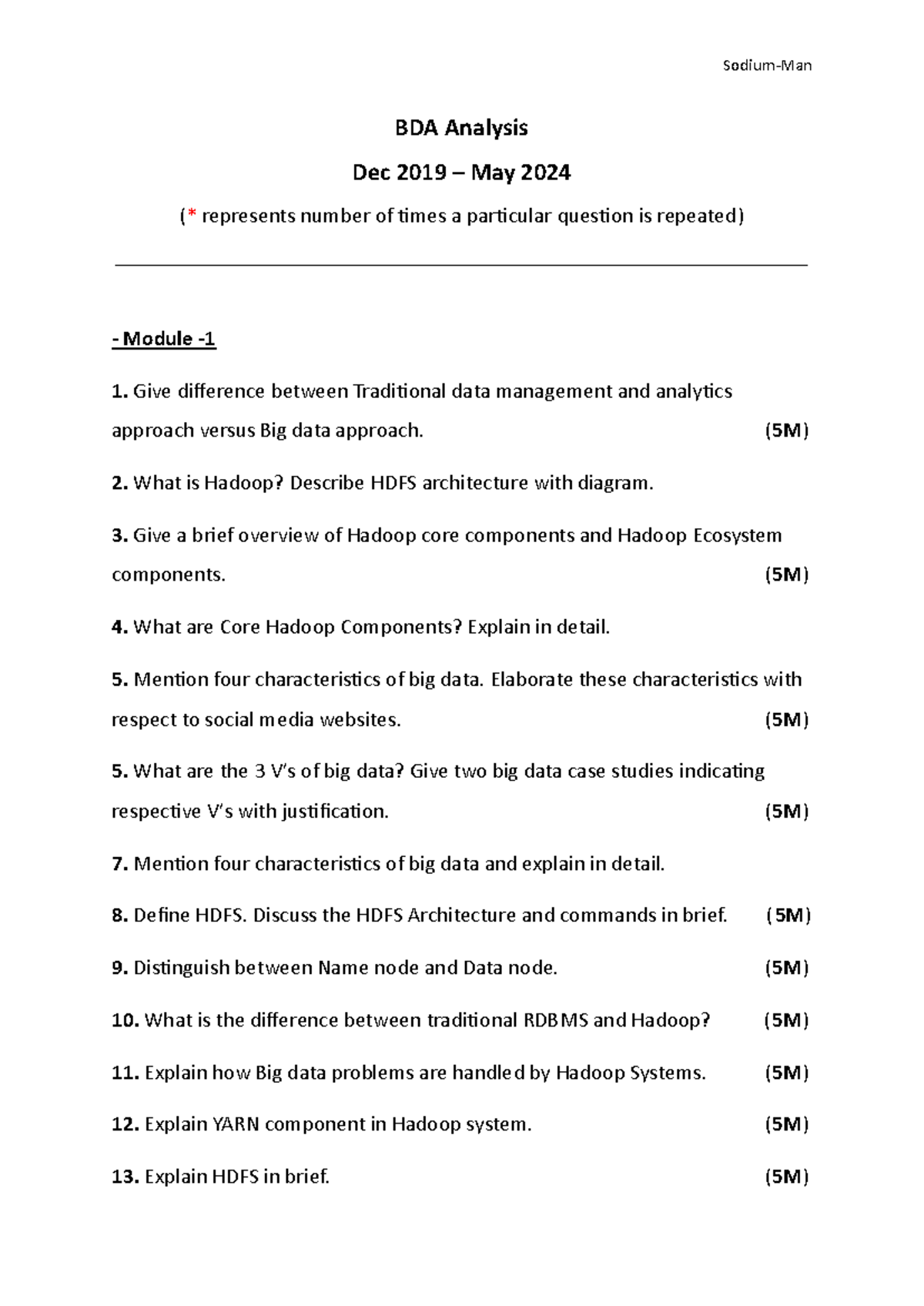 BDA Analysis: Comprehensive Study Guide (Dec 2019 - May 2024) - Studocu