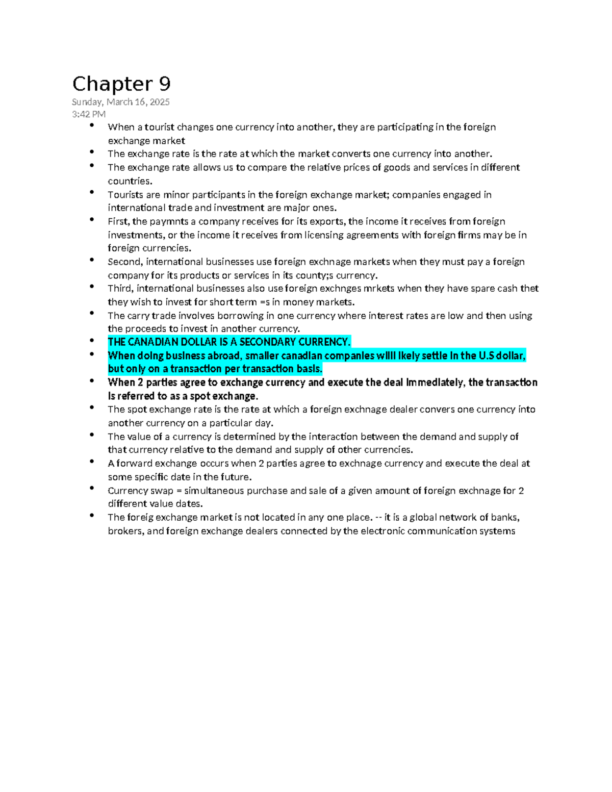 CH9 COMM211: Foreign Exchange Market Overview Notes - Studocu