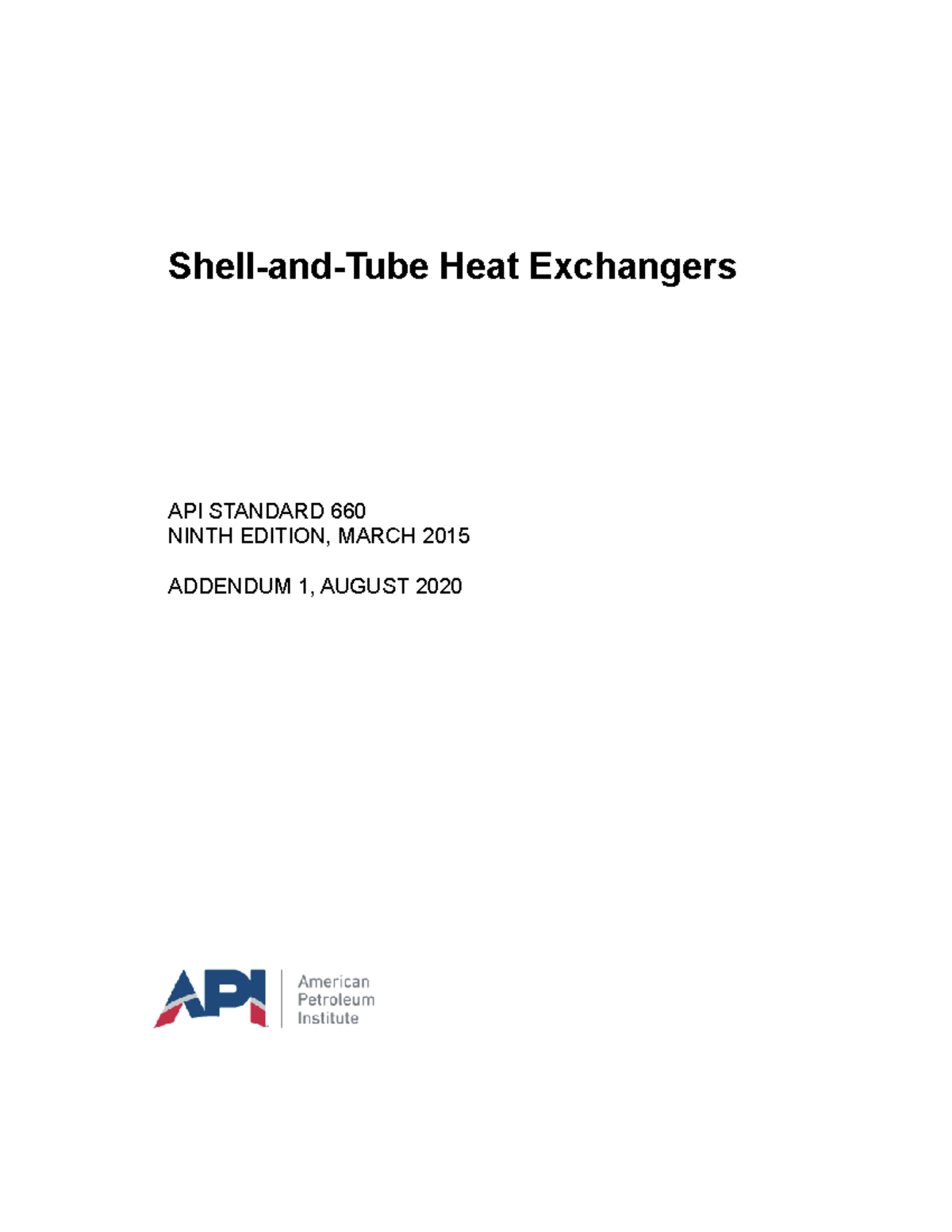API 660 2020 Shell-and-Tube Heat Exchangers Standard Overview - Studocu