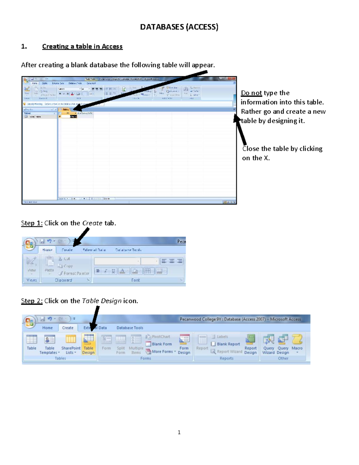 SQL Notes (Golf & Builders Ware House) - DATABASES (ACCESS) Creating a ...