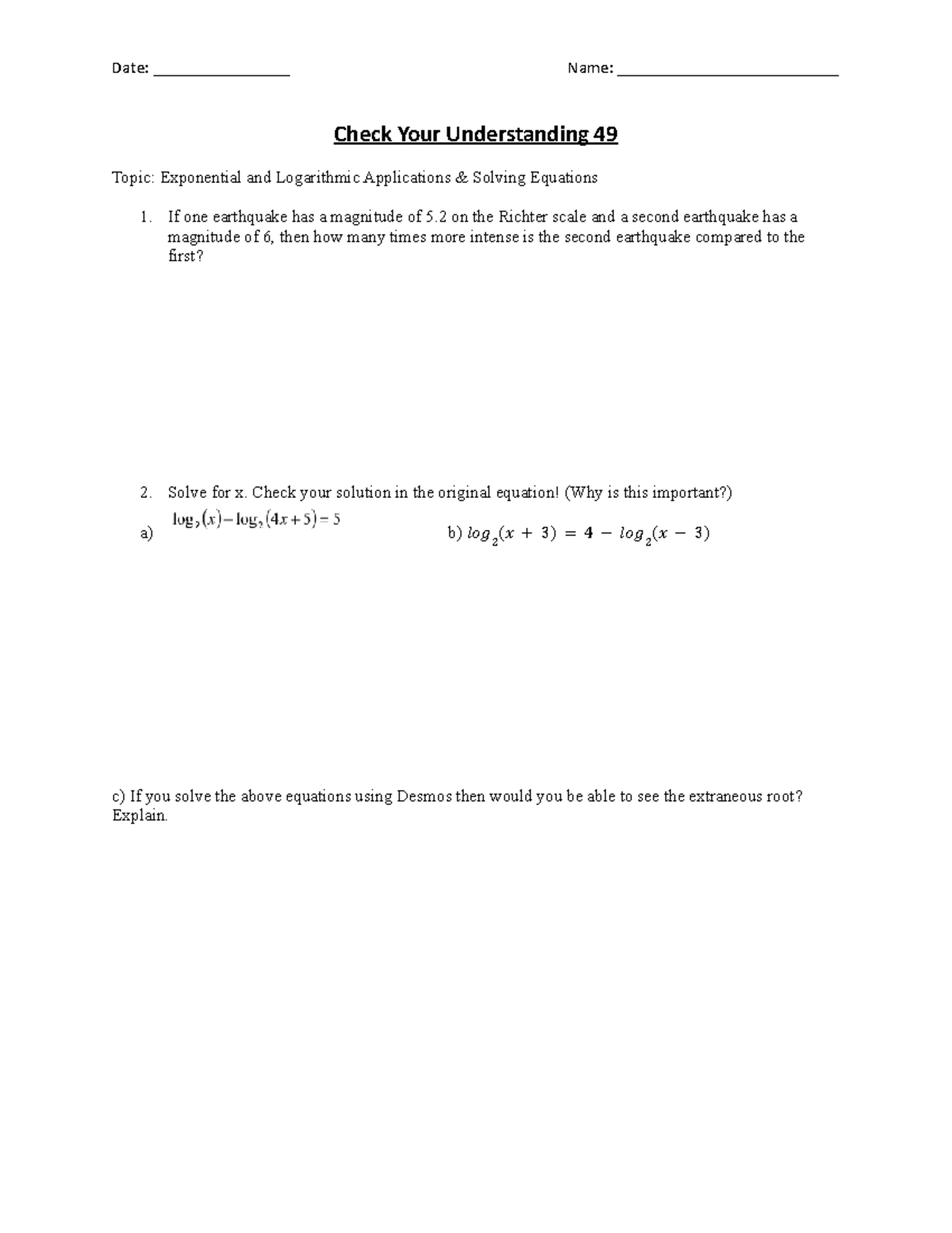 CYU 49 Applications of Trig Functions - Date: ________________ Name