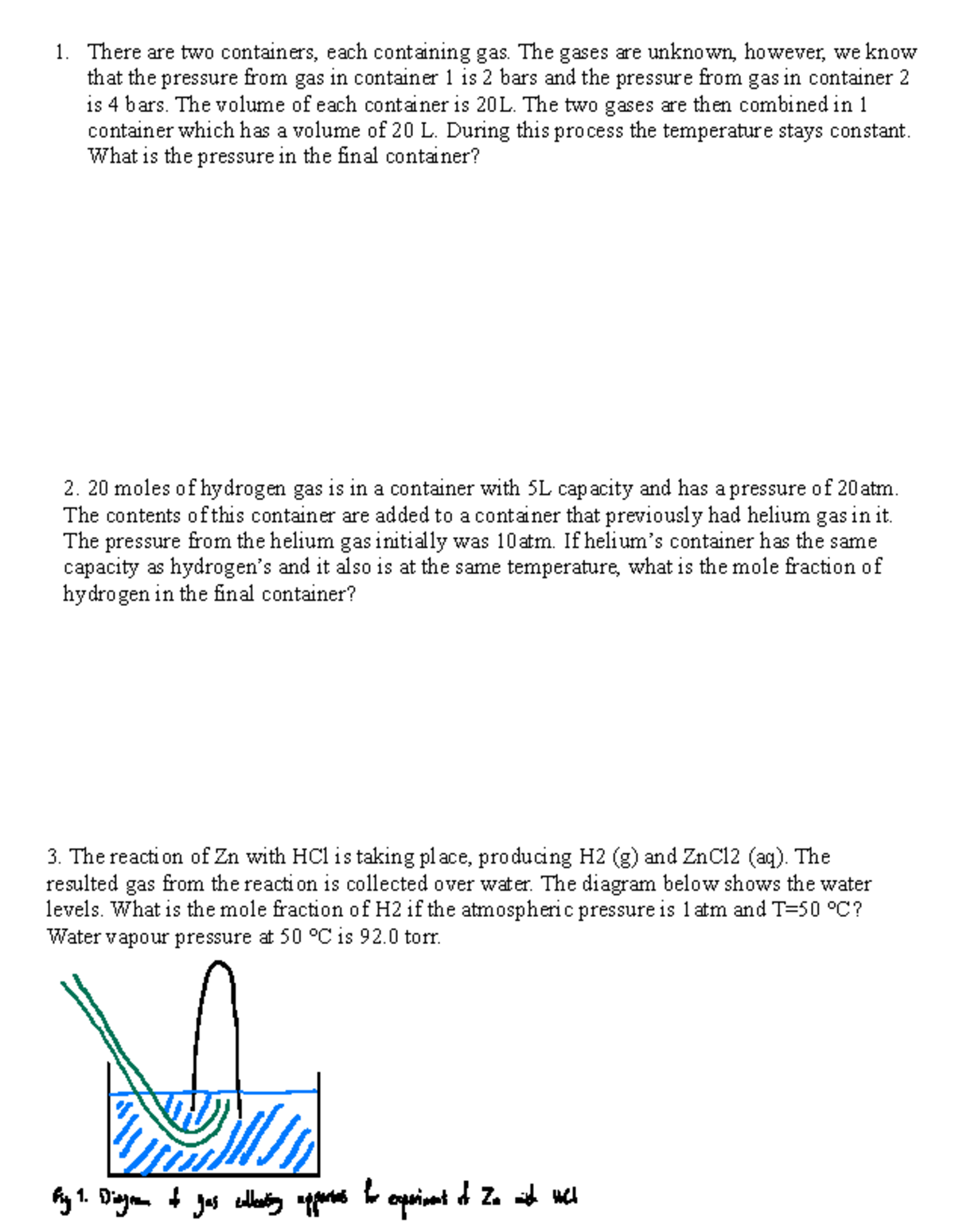 Week 2 - Chem 100: Gas Laws & Reactions Practice Problems - Studocu