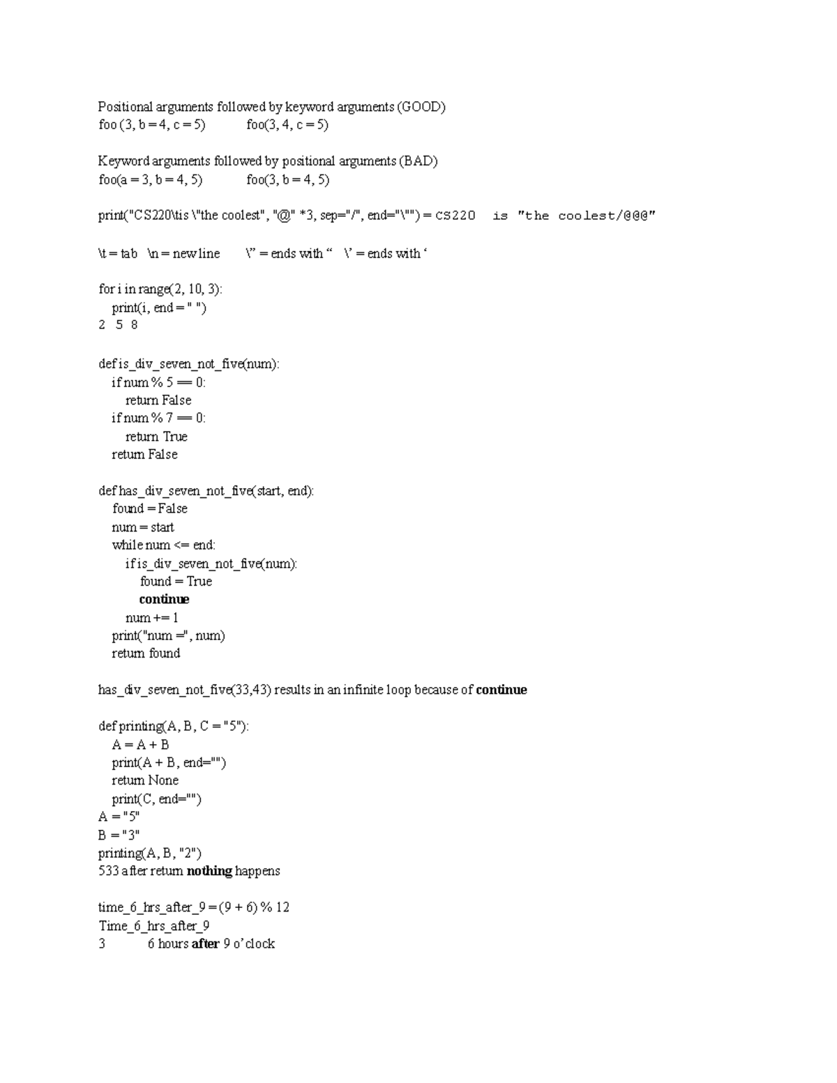 CS 220 Exam 1 & 2 - Note Card on Function Arguments - Studocu