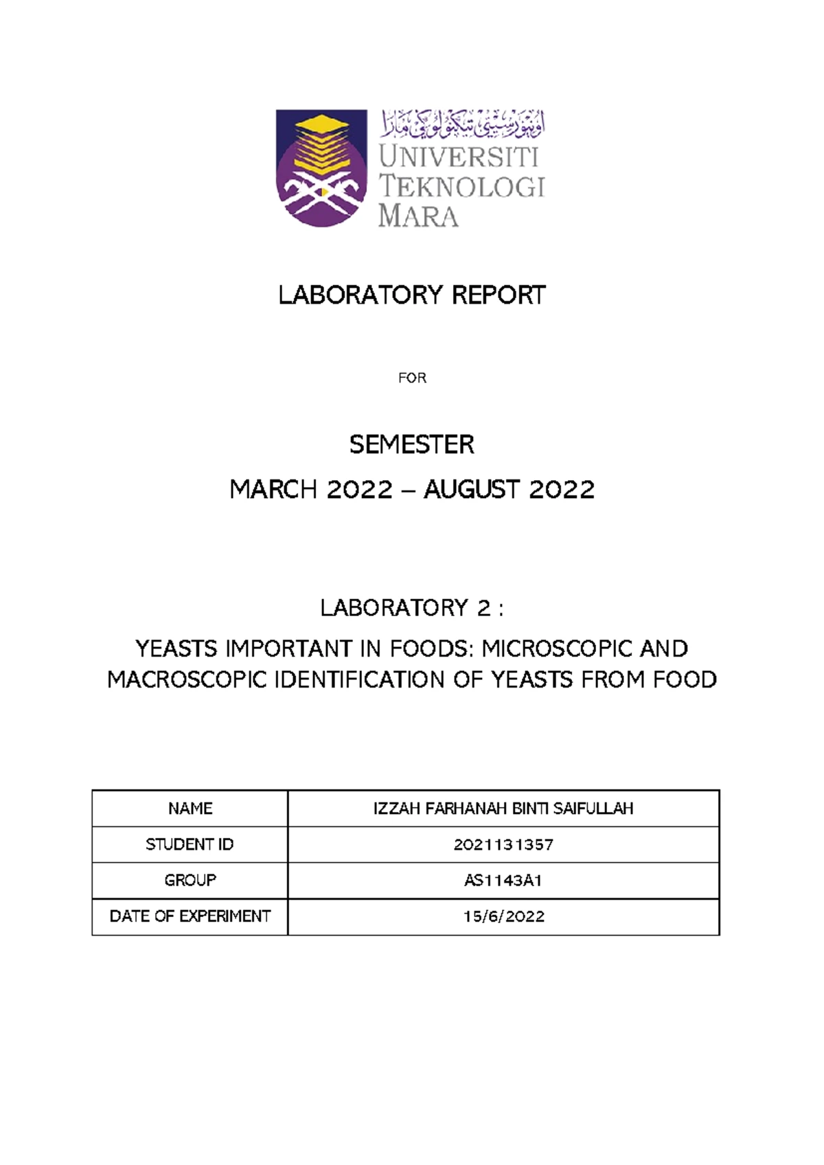 Lab manual mic260 - Food Microbiology - T - Studocu