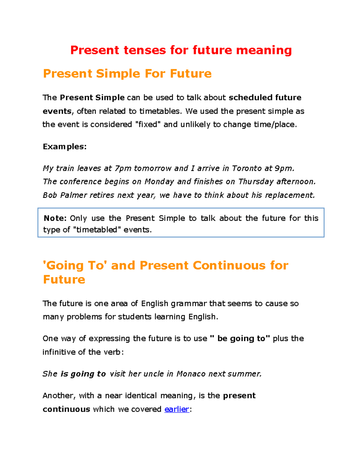 Present Tenses for Future Meaning: A Comprehensive Guide - Studocu