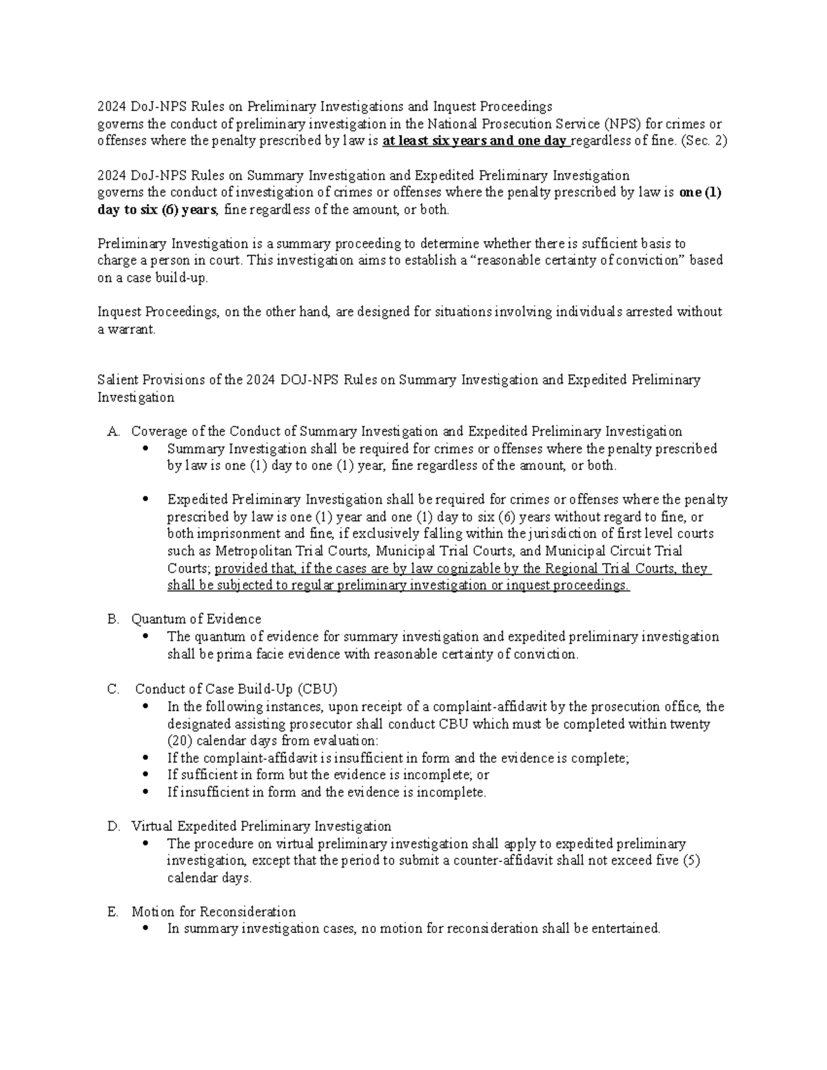2024 Rules on Preliminary Investigations & Inquest Proceedings - Studocu