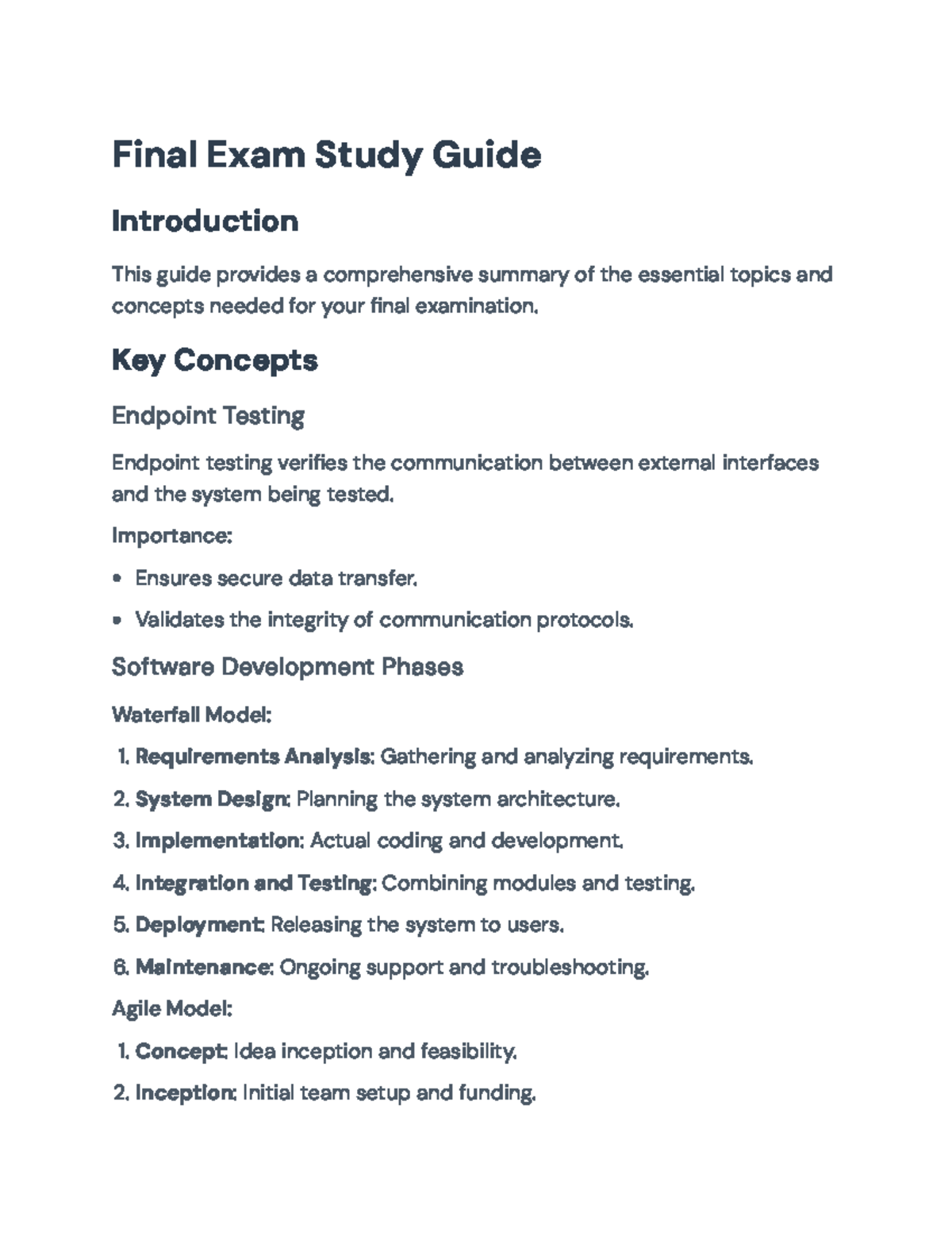 Final Exam Study Guide for CS101: Software Development Concepts - Studocu