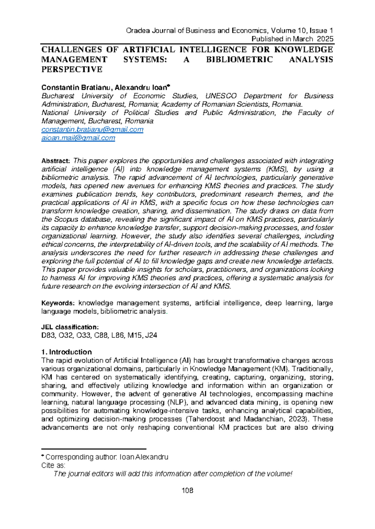 Challenges of AI in Knowledge Management Systems: A Bibliometric ...