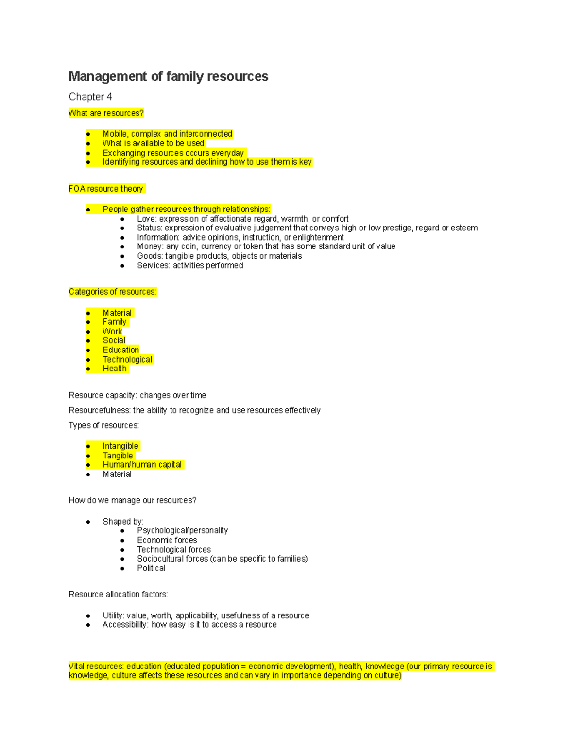 Ch. 4 Resource Management and Economic Principles Notes - Studocu