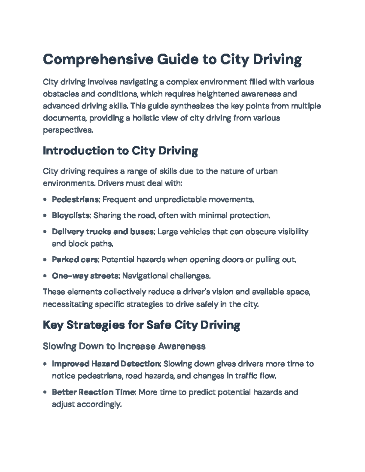 City Driving Strategies: A Comprehensive Guide for Safe Navigation ...